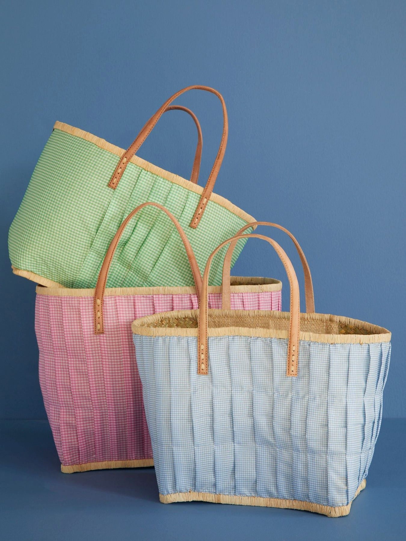 rice Freizeittasche Rice Raffia Einkaufstasche Medium Türkis Blau (1-tlg)