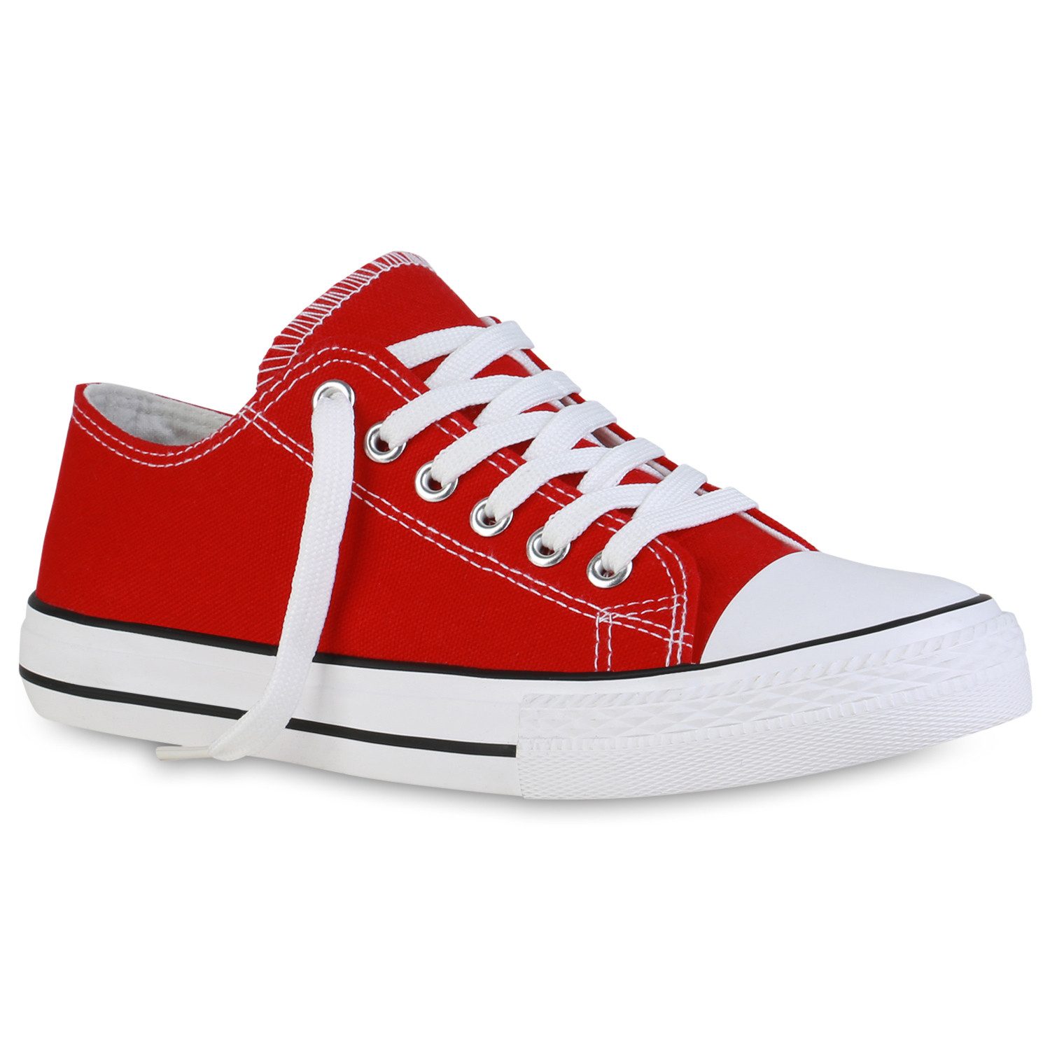 VAN HILL 20389036 YR LW2255-7 Damen Sneaker Red 36 Sneaker Damen Sneaker Low Bequeme Schnürer Basic Stoff Schnür-