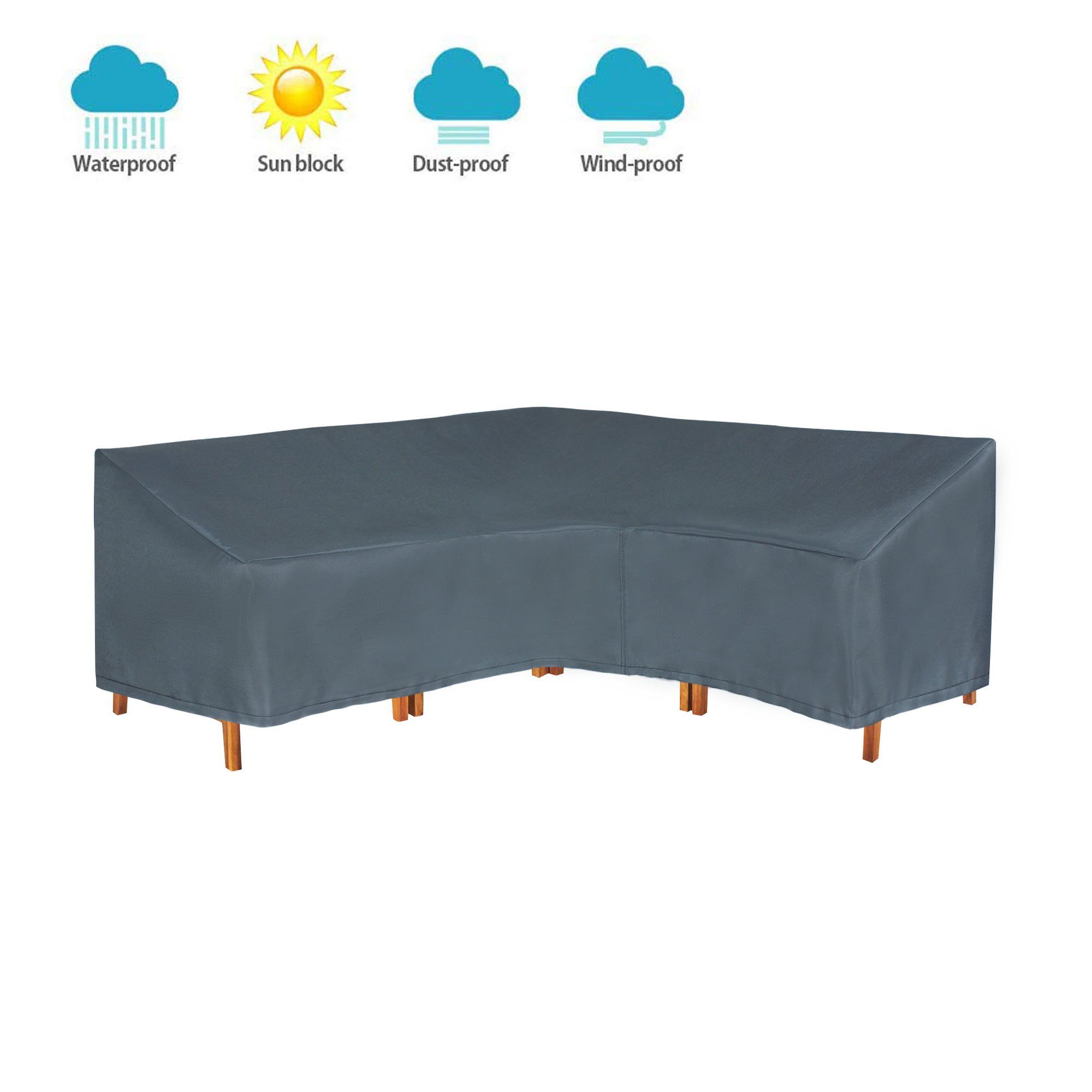 Hentex Abdeckhaube HENTEX Gartenmöbel Abdeckung für L-Form Sofas, Grau