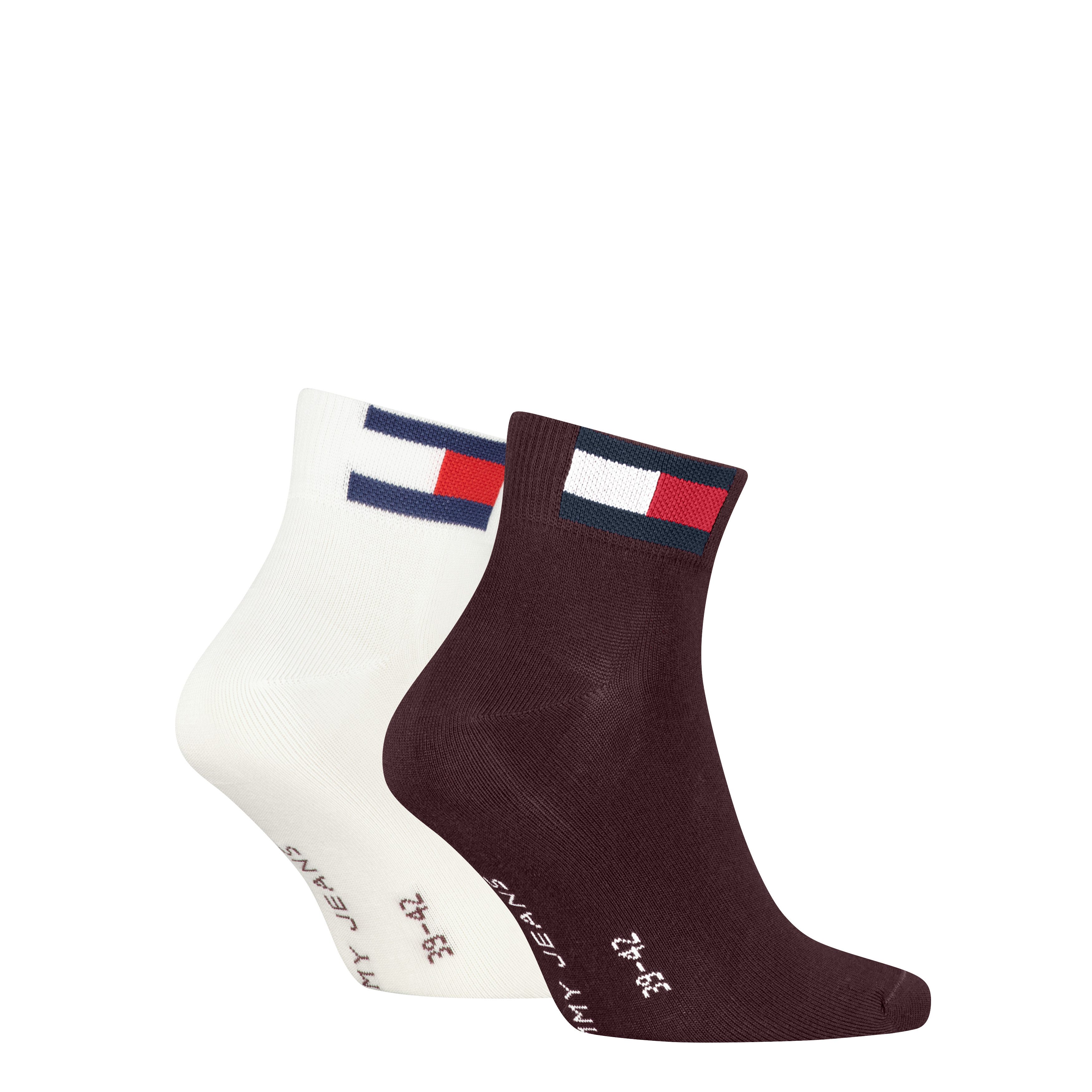Tommy Hilfiger Kurzsocken TH UNI TJ QUARTER 2P FLAG (2 Paar) Verstärkte Ferse und Spitze für zusätzliche Strapazierfähigkeit