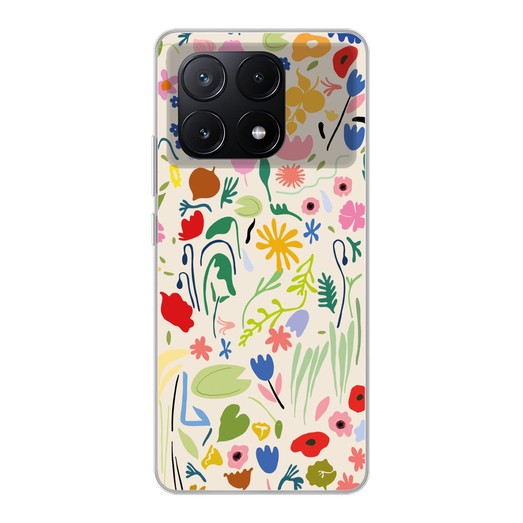 MuchoWow Handyhülle für Xiaomi Poco X6 Pro Blumen - Muster - Pflanzen, Handy Case, Silikon, Bumper Case Dünn