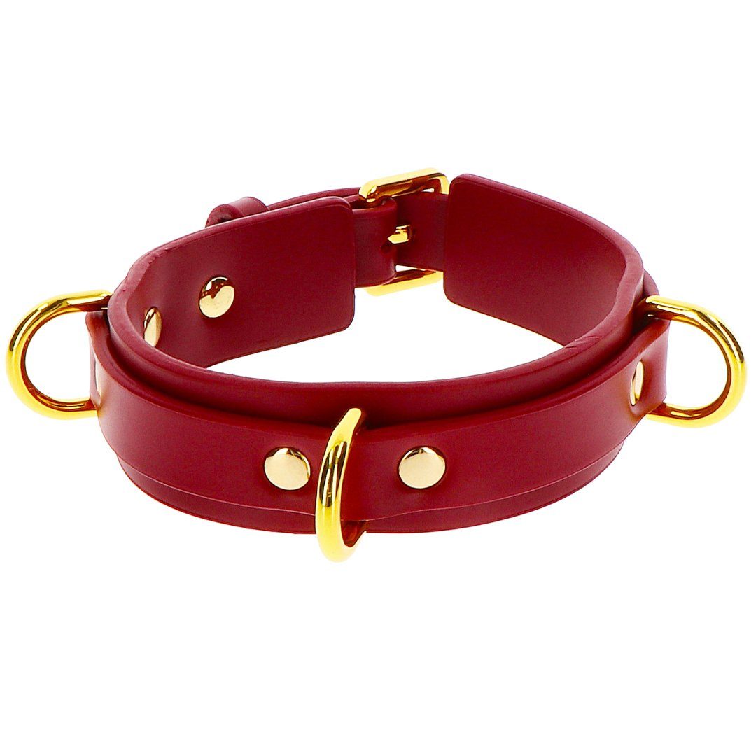 Taboom Erotik-Halsband Halsband mit D-Ringen - rot, gold
