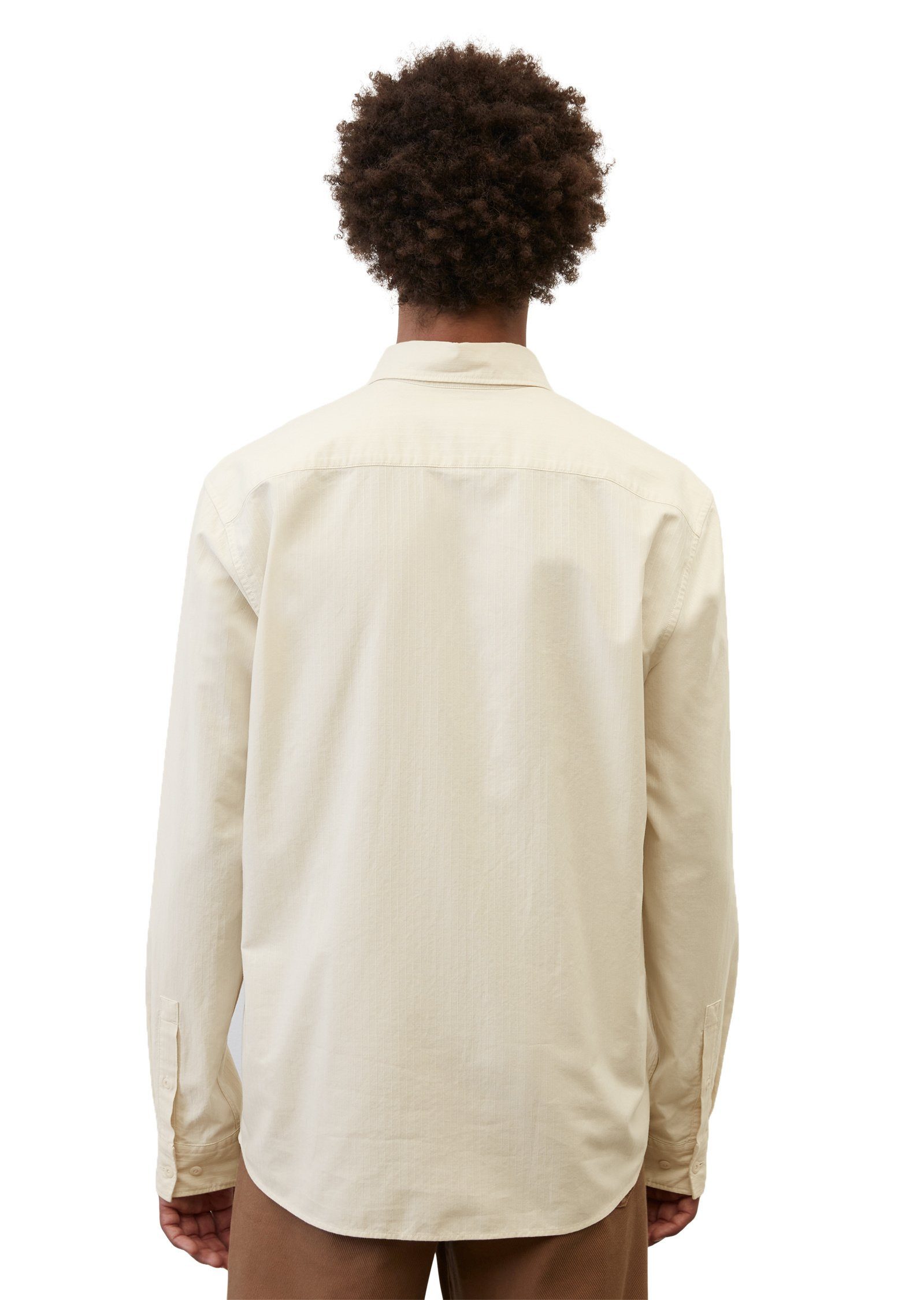 Marc O'Polo Langarmhemd mit Streifen-Struktur feiner weiß