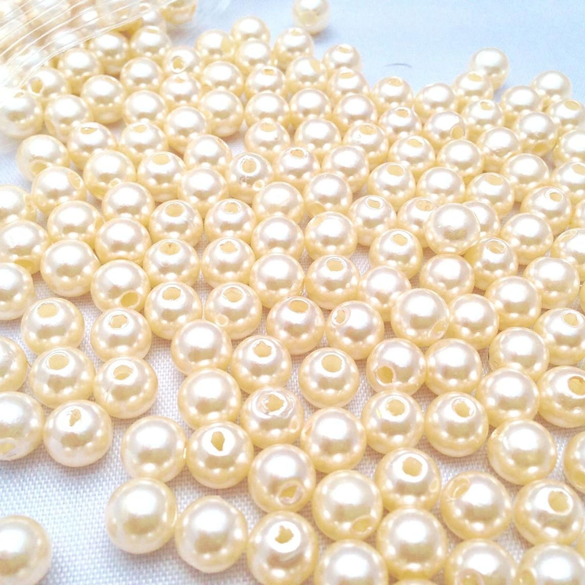 Bastelperlen Wachsperlen Perlen Creme D8mm, 100g