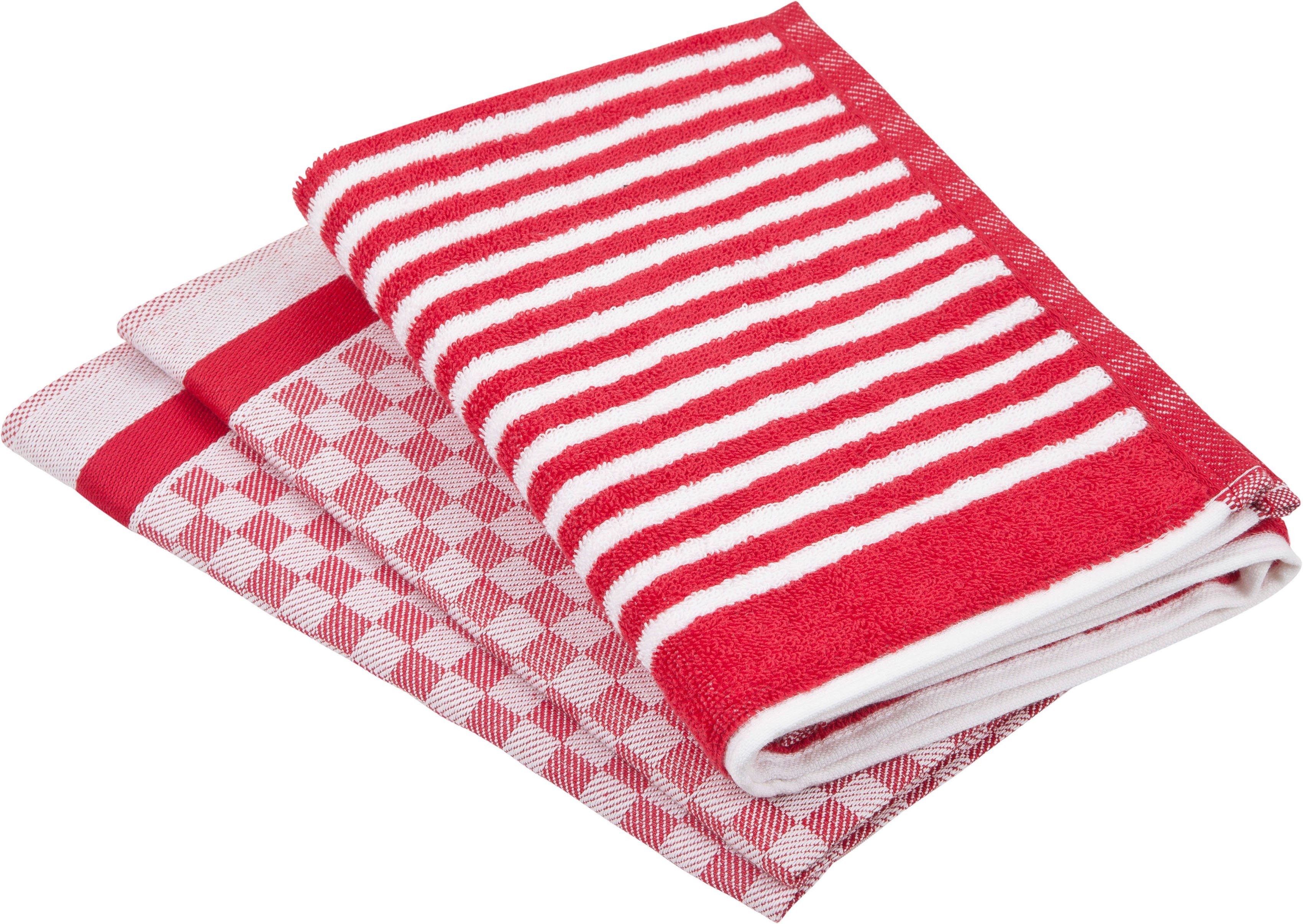 ROSS Geschirrtuch Exclusiv, (Set, 3-tlg), 1x Küchen-Frottiertuch (Streifen) günstig online kaufen