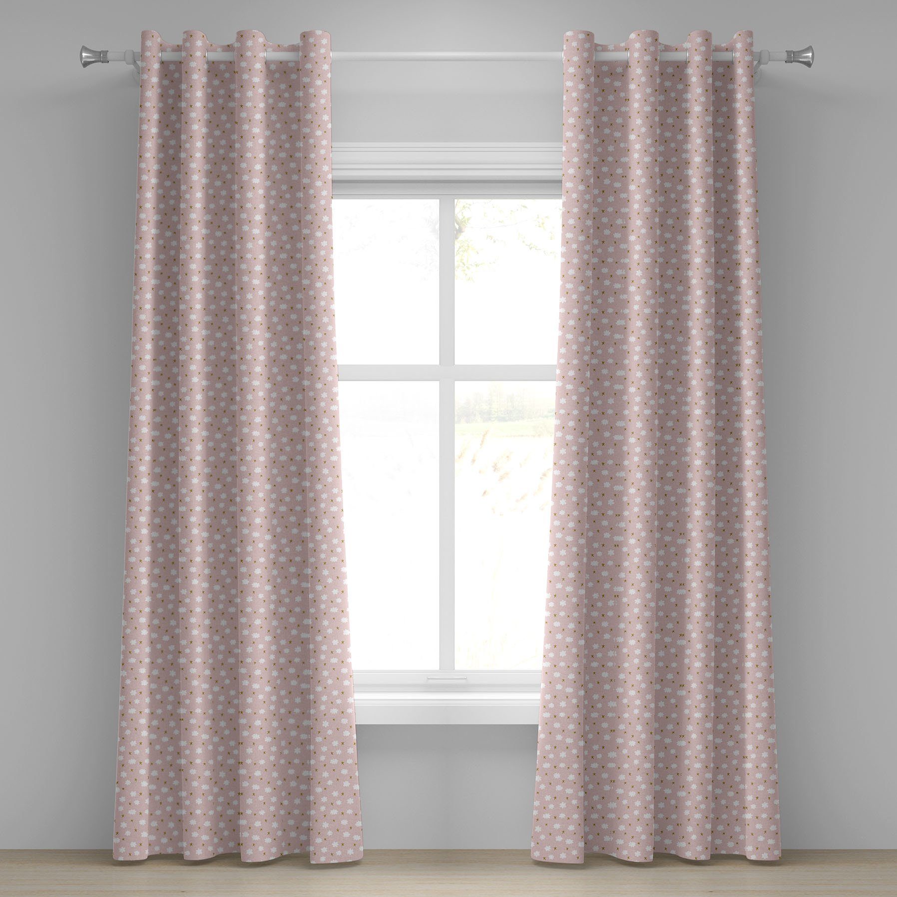 Wohnzimmer, Dekorative Wolken Baby Muster Abakuhaus, Gardine Schlafzimmer Sterne 2-Panel-Fenstervorhänge und für