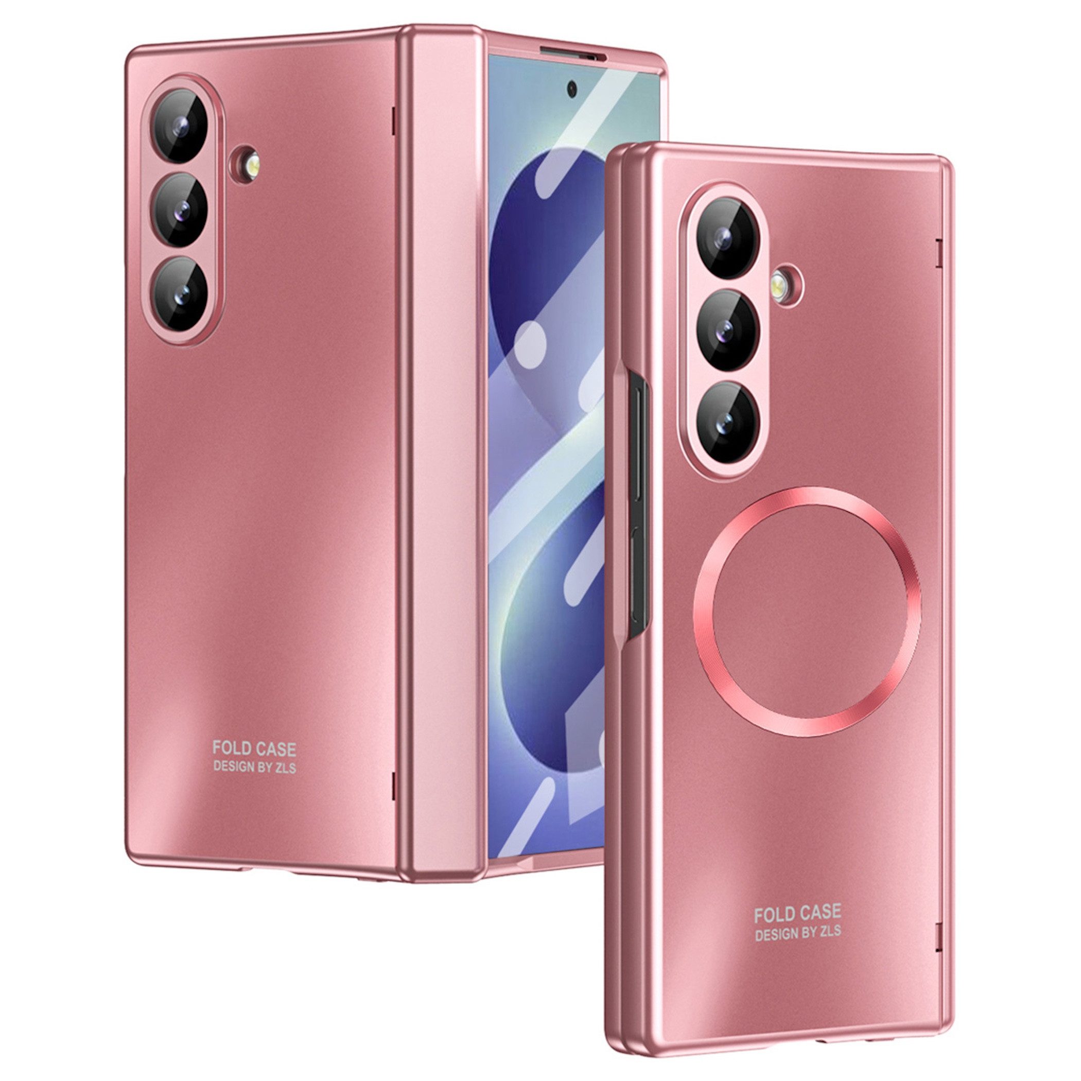 Wigento Handyhülle Klapphülle + H9 Display Glas Samsung Galaxy Z Fold8 Ultra 5G Pink 8,00 Zoll und 6,50 Zoll, Kamera Lisen Schutz – Bild 2 von 5