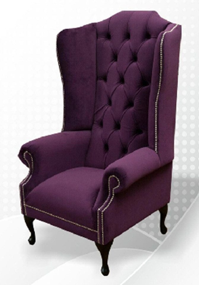 Xlmoebel Ohrensessel Lila Chesterfield-Sessel aus weichem Textil mit elegantem Design (1-St., Sessel), Hergestellt in Europa