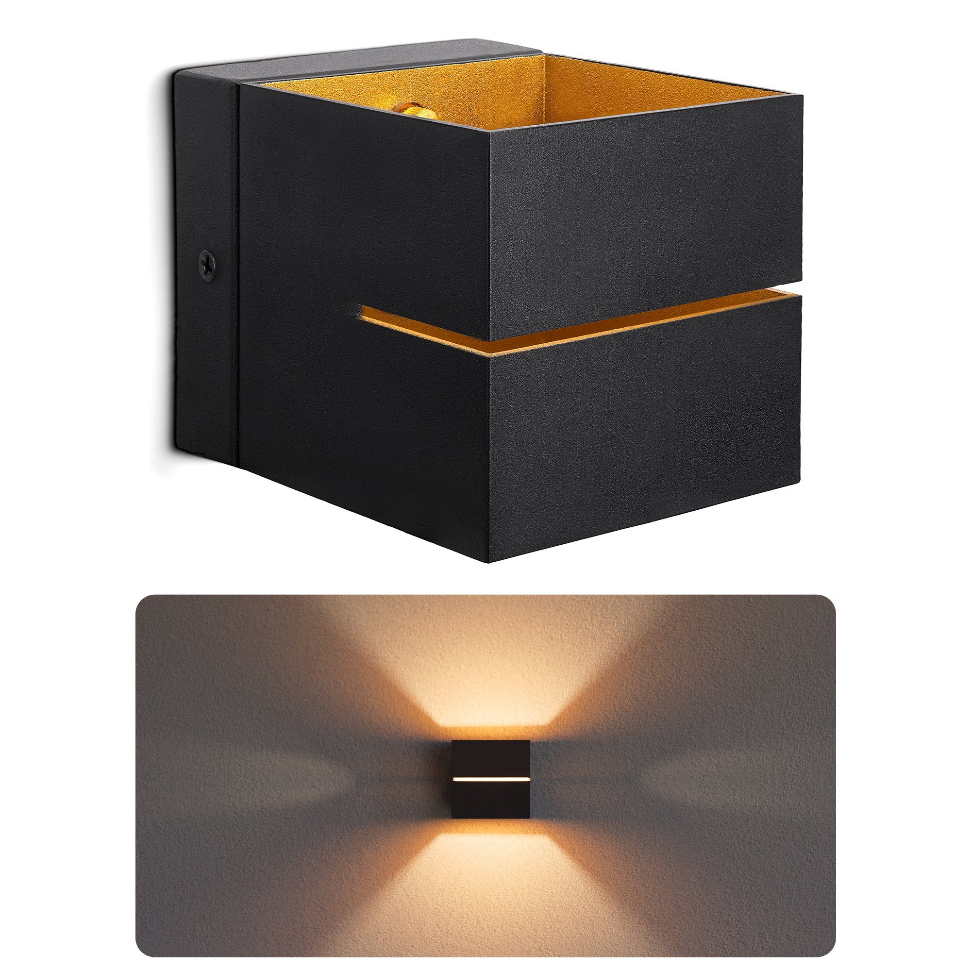 SSC-LUXon LED Wandleuchte Wandleuchte KOURA schwarz gold Up Down inkl. G9 LED warmweiß, Warmweiß