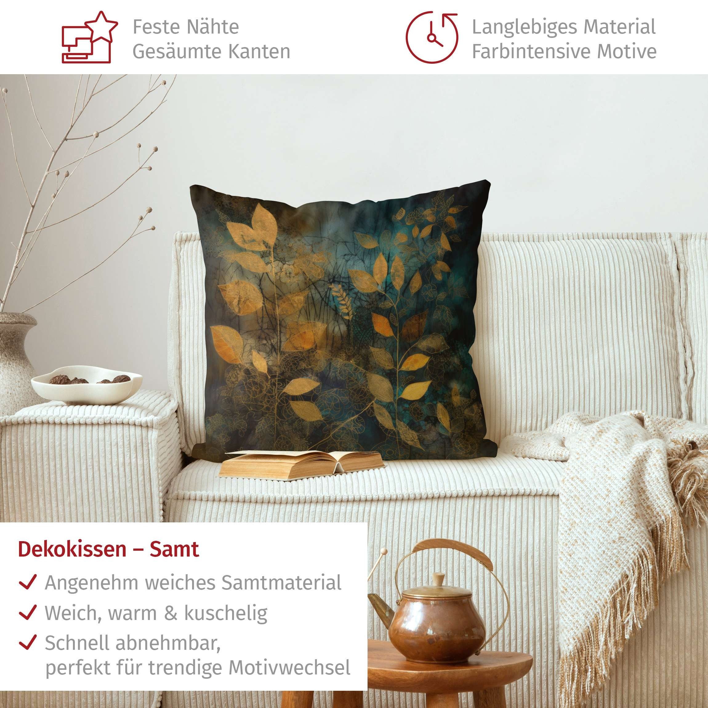 Bilderdepot24 Dekokissen drinnen Kissenhülle/ Sofakissen/ Zierkissen Kissenhülle gold mit Motiv, Bezug mit / ohne Füllung Zierkissen Outdoor Sofa Bett