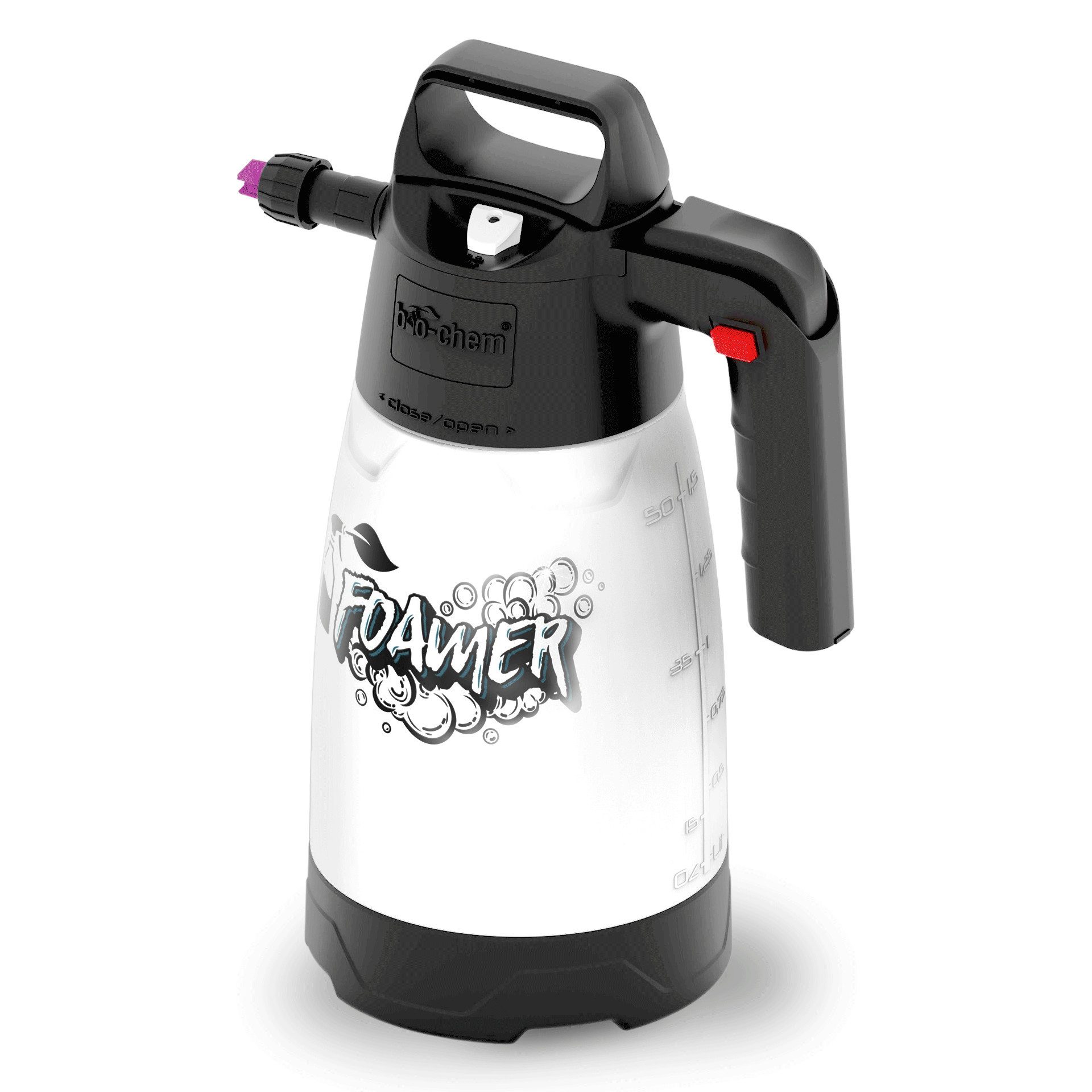bio-chem Sprühflasche Schaumsprüher 1,25L – Drucksprühgerät mit variabler Schaumstärke