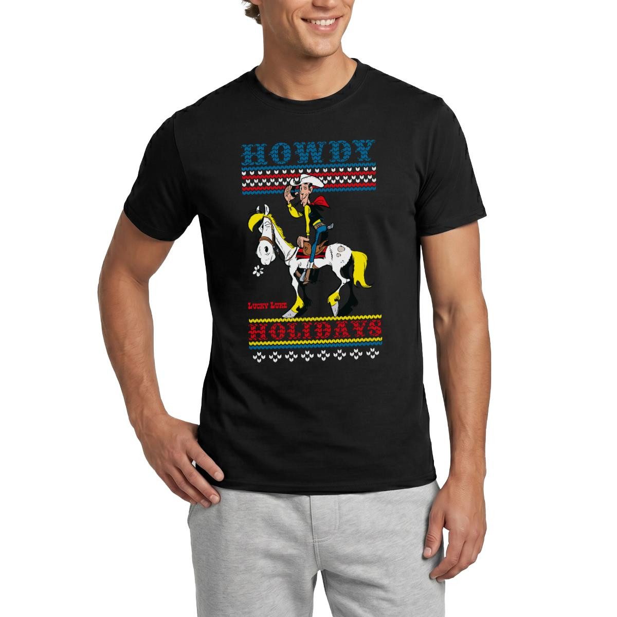 T-Shirt Lucky Luke Howdy Holidays Ugly Christmas Männer T-Shirt