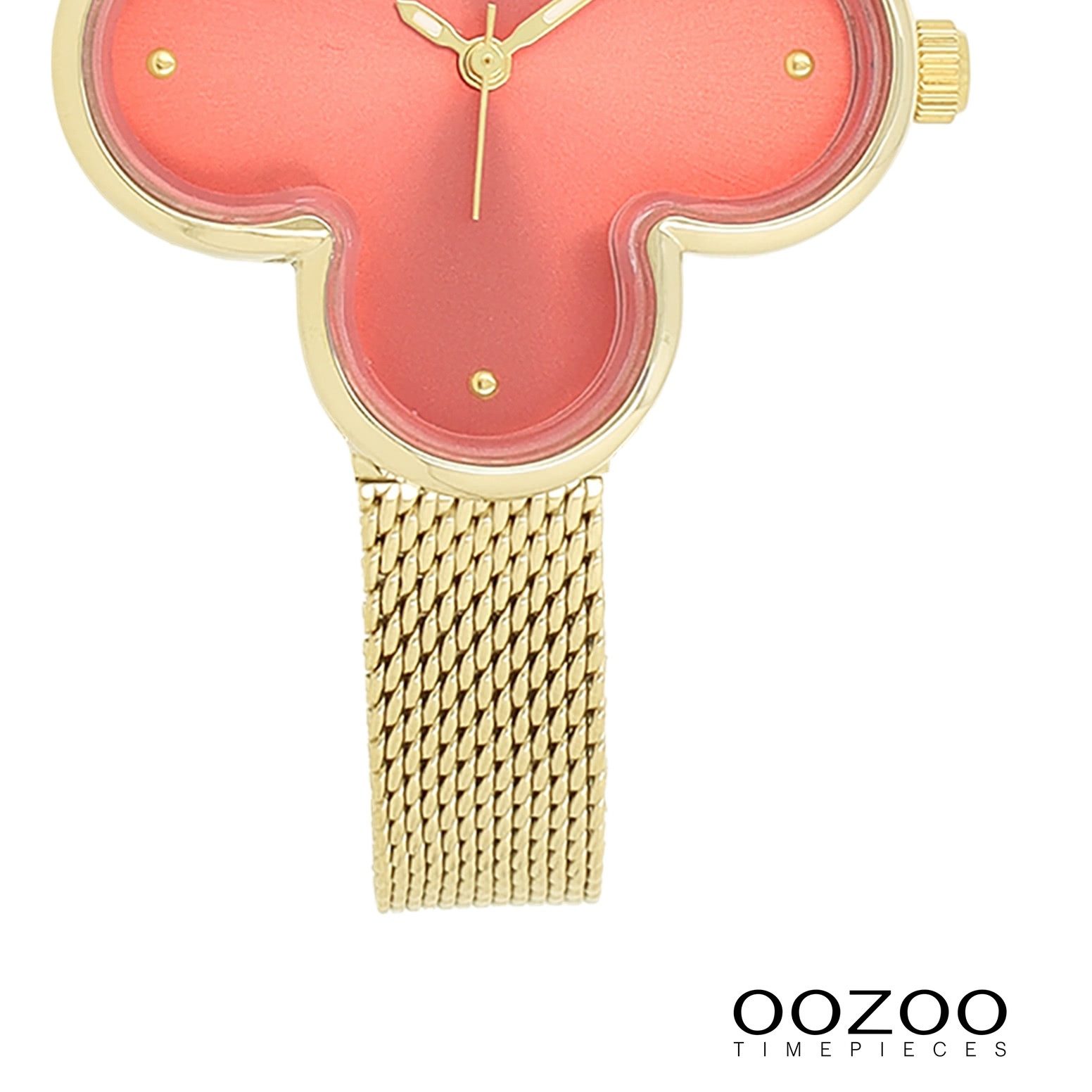 OOZOO Quarzuhr Oozoo Damen Armbanduhr Timepieces Analog, (Analoguhr), Damenuhr kleeform, extragroß (ca 32x32mm) Metallarmband, Fashion-Style