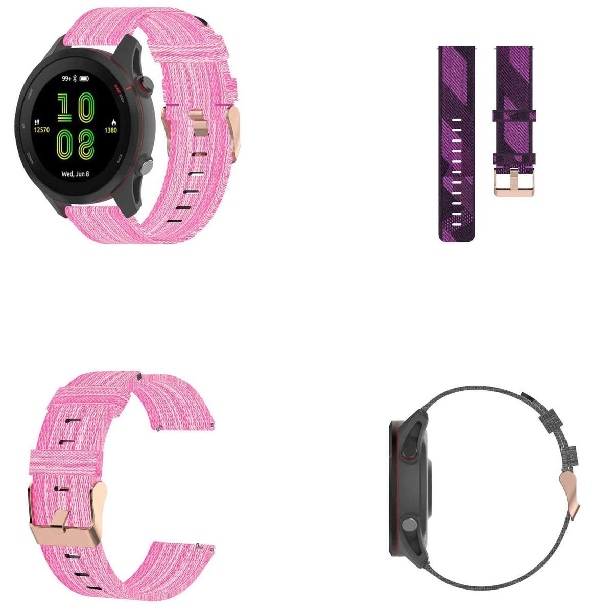 Wigento Smartwatch-Armband Für Garmin Forerunner 255s Uhr Watch Nylon Armband Ersatz Sport Arm Band Muster 1