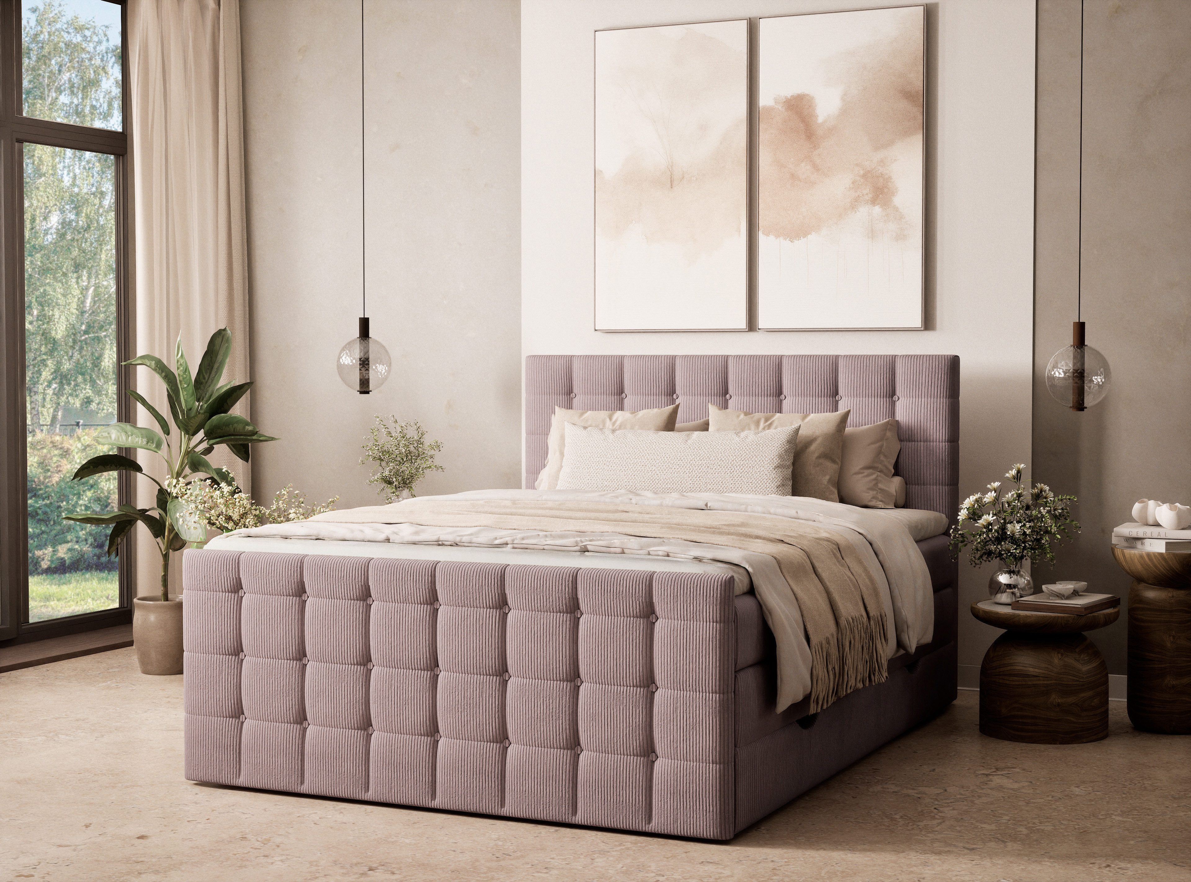 Maison de Rêve Boxspringbett Tasca mit Bettkasten (Komplettbett mit Matratzen, Kopfteil und Topper), Boxspringbett mit Matratzen H4, Doppelbett, inkl. Visco-Topper