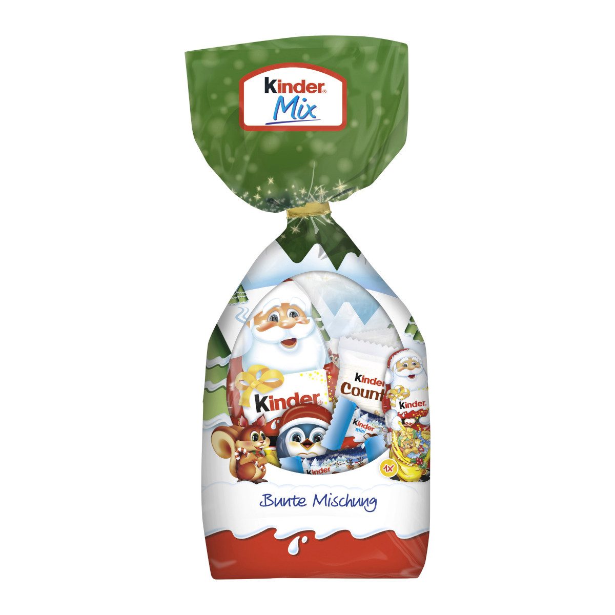 kinder Schokolade, Ferrero Kinder Mix Bunte weihnachtliche Mischung Packung 132g