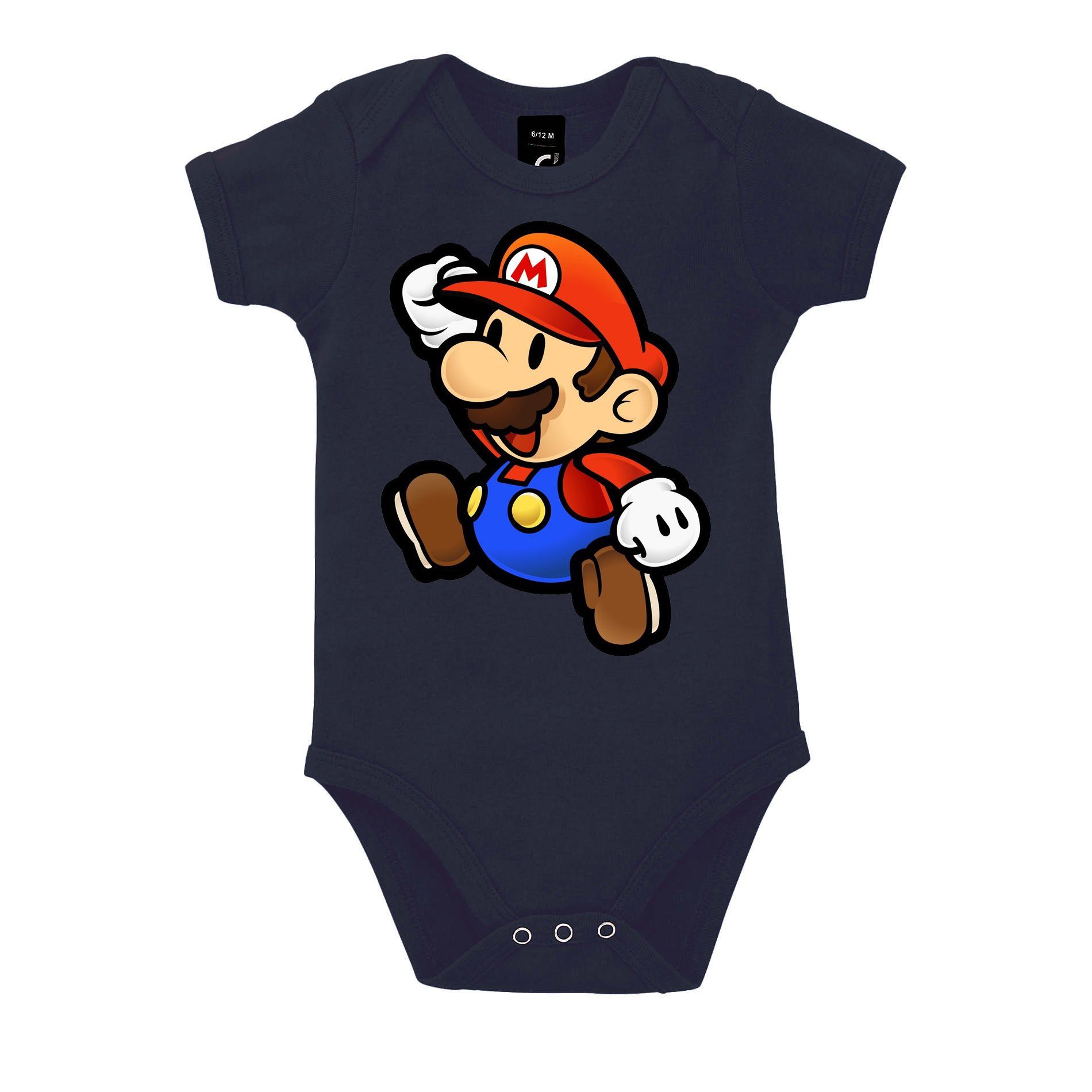 Blondie & Brownie Strampler Kinder Baby Mario Nintendo Gaming Luigi Yoshi Super mit Druckknopf Navyblau