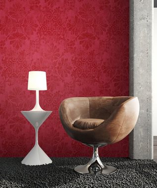Newroom Vliestapete, Rot Barocktapete Barock Ornament - Glamour Modern für Büro Diele/Flur Schlafen