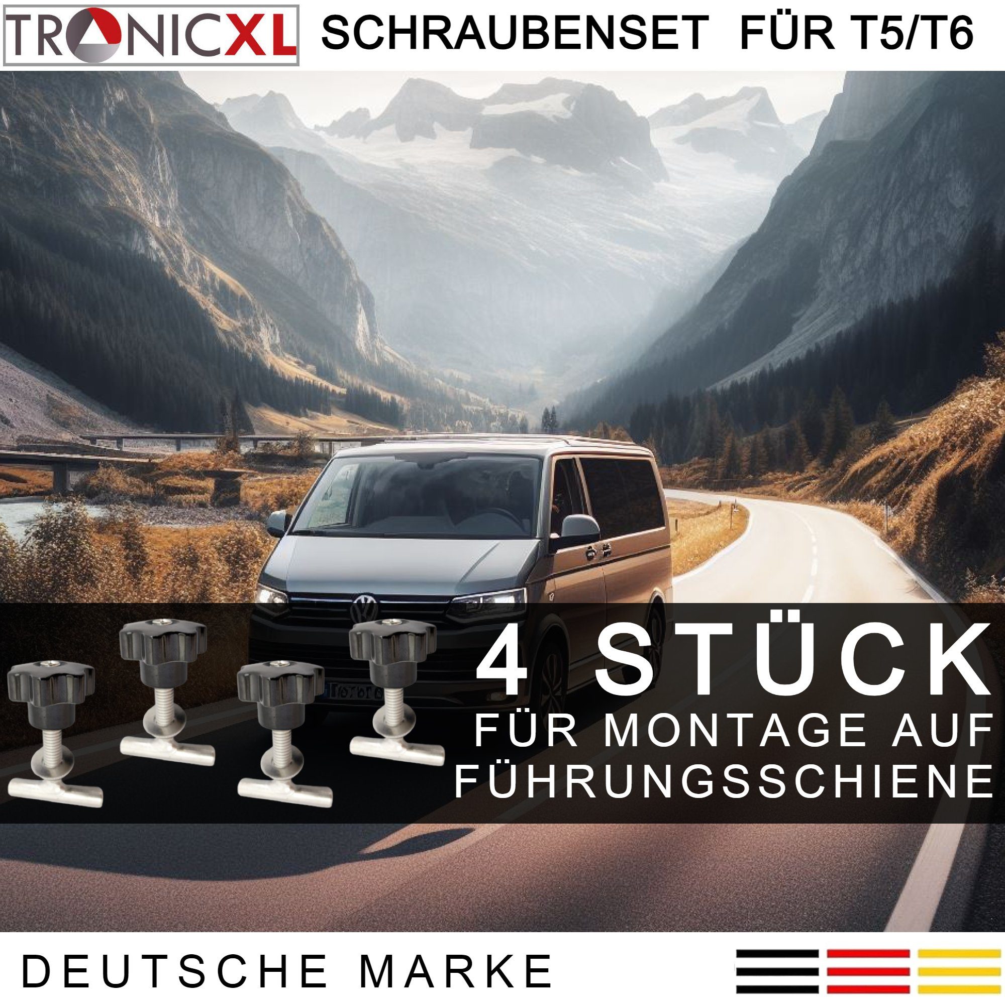 für Befestigungsschrauben T6, für TronicXL Ladekantenschutz T5, Zubehör Multiflexboard BUS VW T5 T6 Edelstahl Bulli, Zubehör VW VW