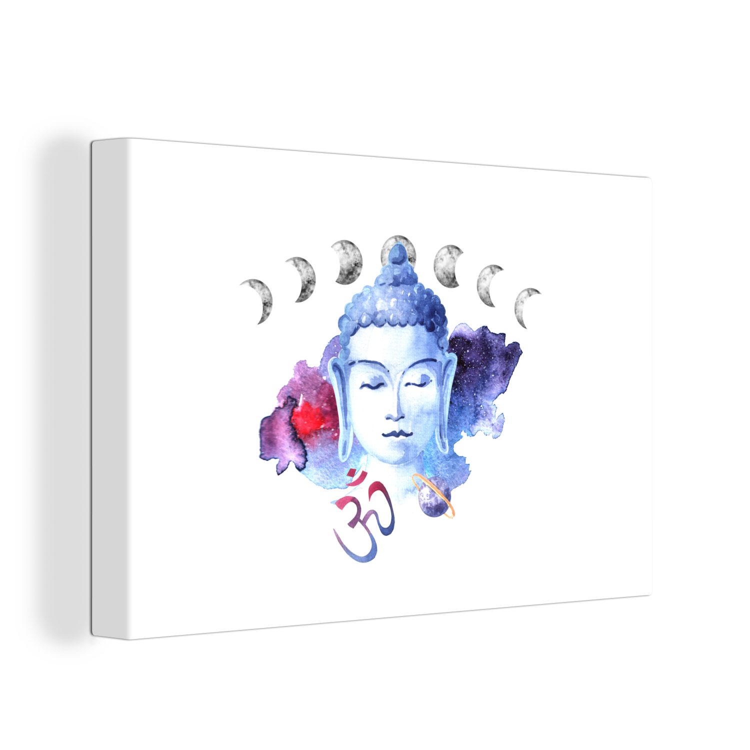 OneMillionCanvasses® Leinwandbild Buddha - Kopf - Mond, (1 St), Wandbild Leinwandbilder, Aufhängefertig, Wanddeko, 30x20 cm