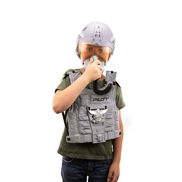 Toi-Toys Kostüm Kinder Verkleidungsset Kampfpilot, mit Helm und Weste, ab 5 Jahren