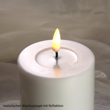 Deluxe Homeart LED-Kerze Mia Deluxe Echtwachs flackernd Wachsspiegel H: 20cm D: 7,5cm weiß