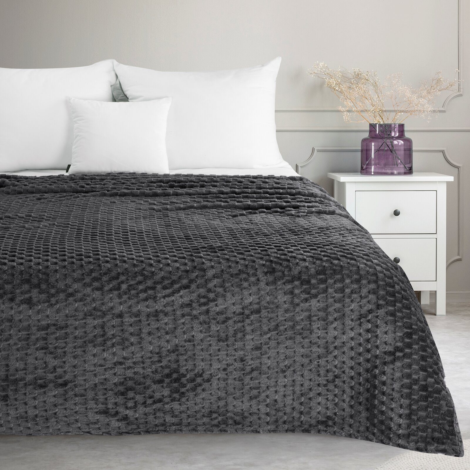 Wohndecke CINDY/6, Design91, Tolle Struktur, Waffelmuster, Weich, Karierte Decke, Karomuster