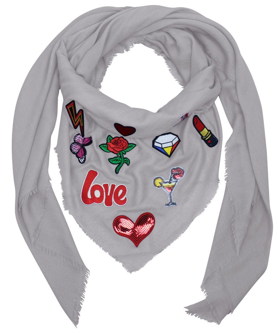 LOREZA Schal Damen XXL Patches Sticker günstig online kaufen