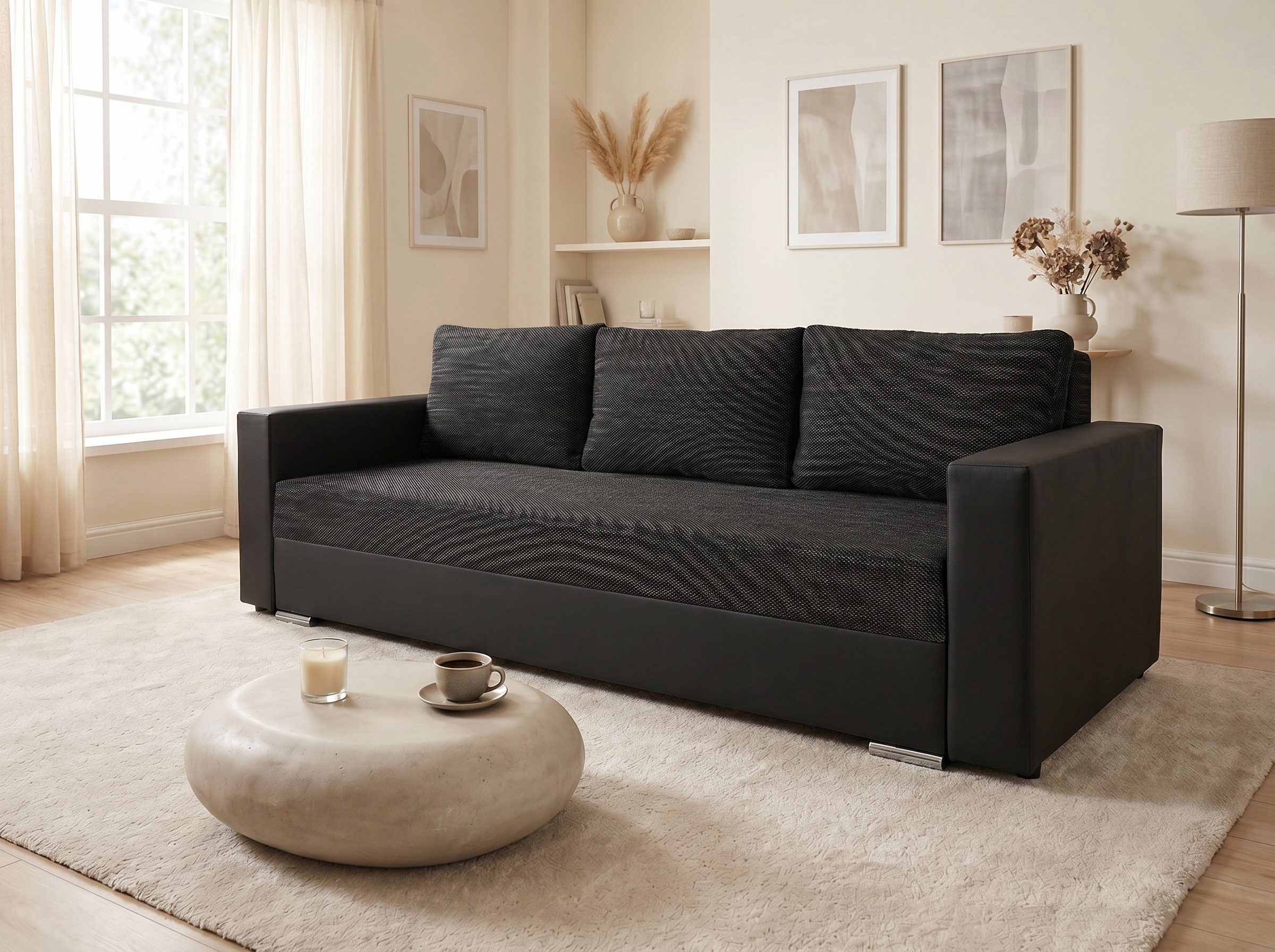Sofnet Schlafsofa Bird, mit Schlaffunktion und Bettkasten, Bettsofa mit Chromfüße, Schlafcouch, Sofagarnitur