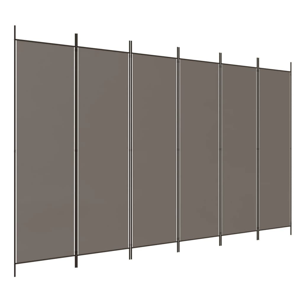 vidaXL Paravent, 6-tlg. Raumteiler Anthrazit 300x200 cm Stoff