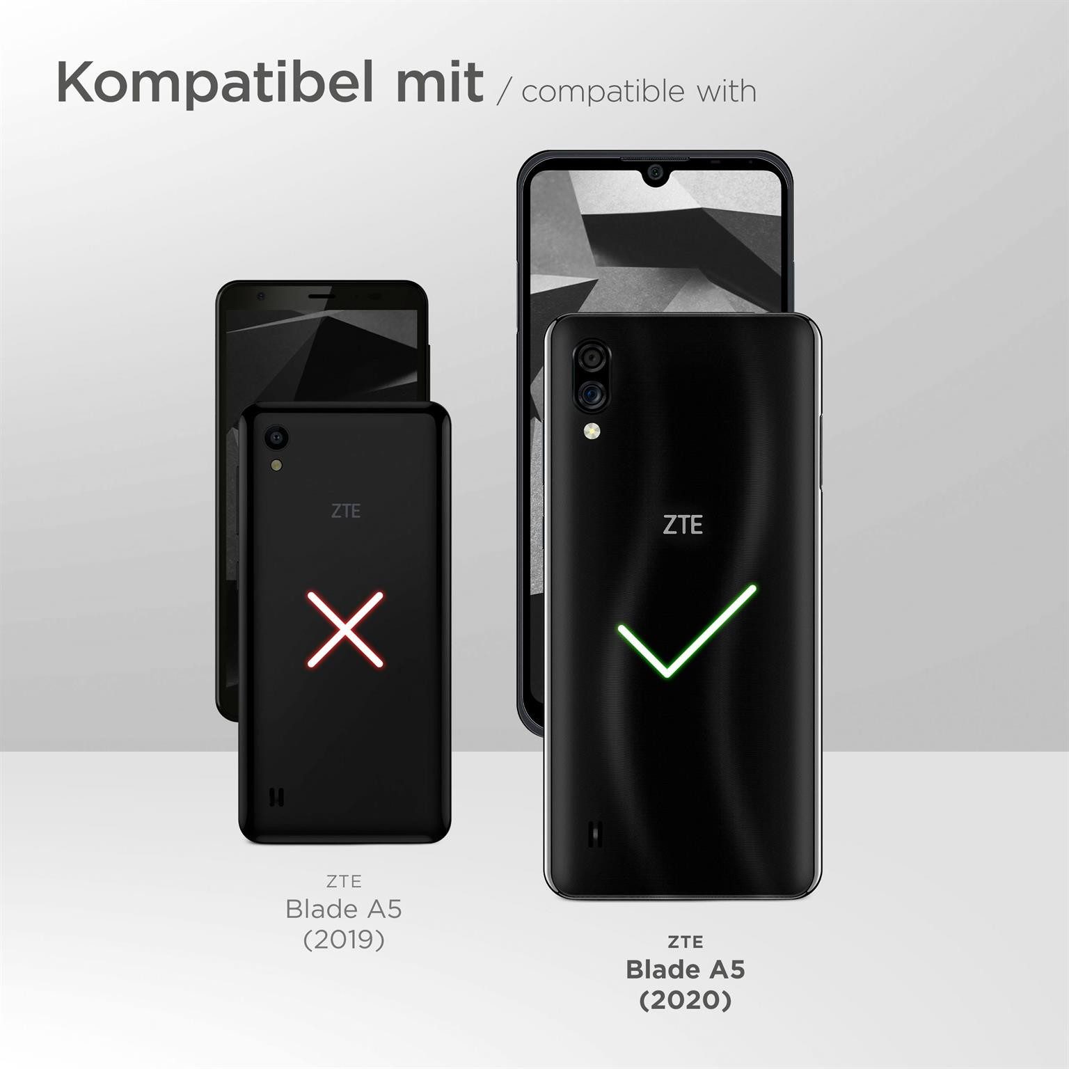 ONEFLOW Handyhülle für ZTE Blade A5 2020 Premium Hülle Business Cover Rot Zoll, 360 Grad Schutzhülle Flip Case Etui Klapphülle Dünn Leder Handy Tasche