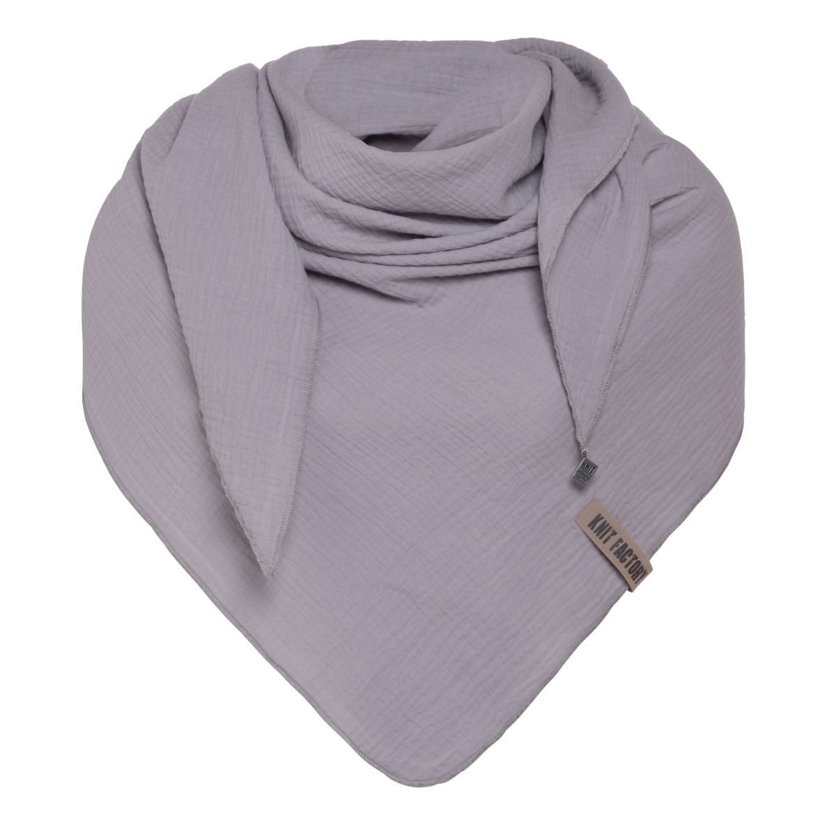 Knit Factory Schal Liv Dreiecksschals 190x85 cm Glatt Grau, (1-St), Schal Strickschal Umhängetuch Tuch Strickware