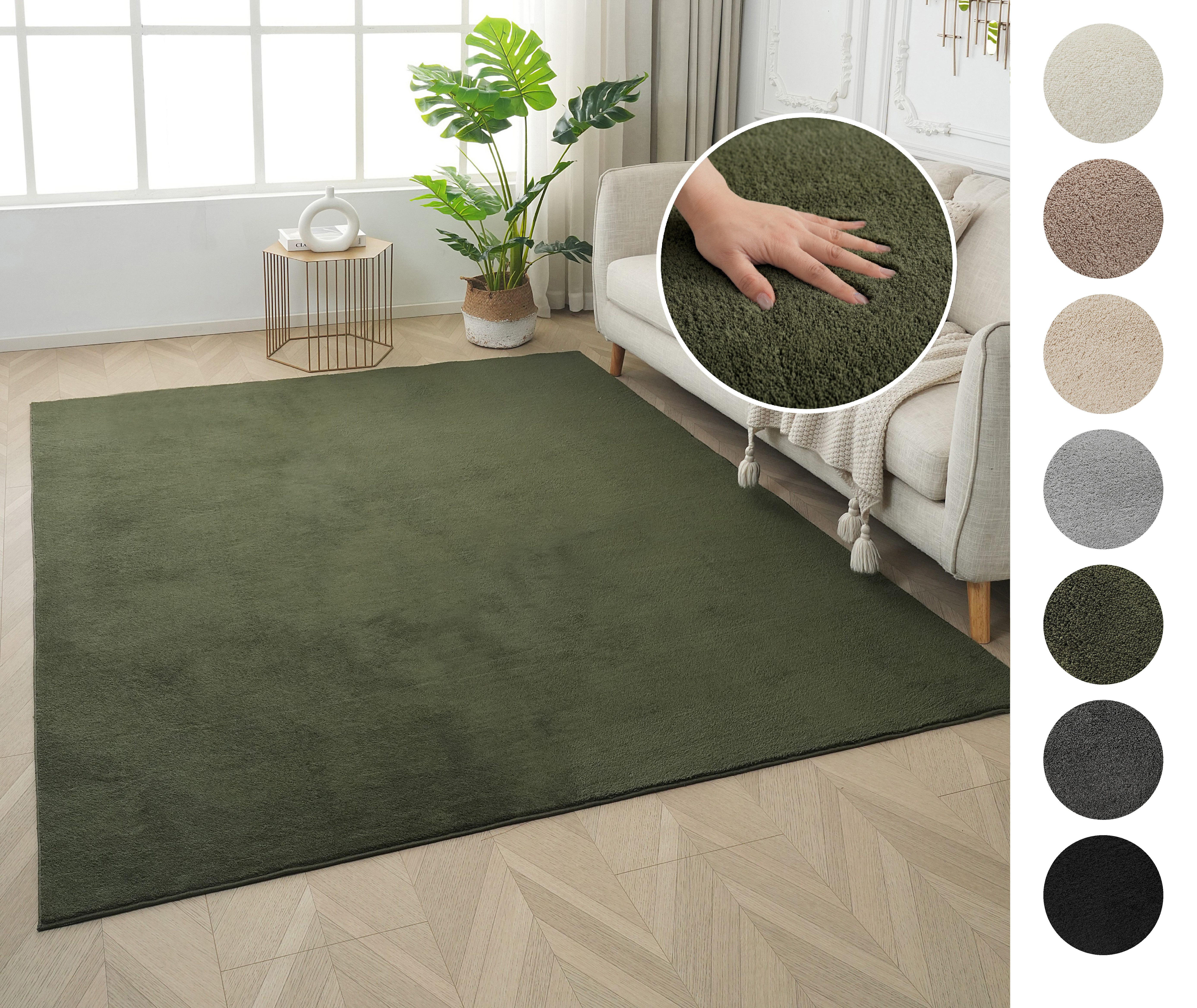 OTTO home Teppich Cali, in Standard- und Premium-Qualität, 13 mm oder 16 mm Höhe, rechteckig, Uni-Farben, kuschelig, & weich, waschbar, Wohnzimmer, Schlafzimmer