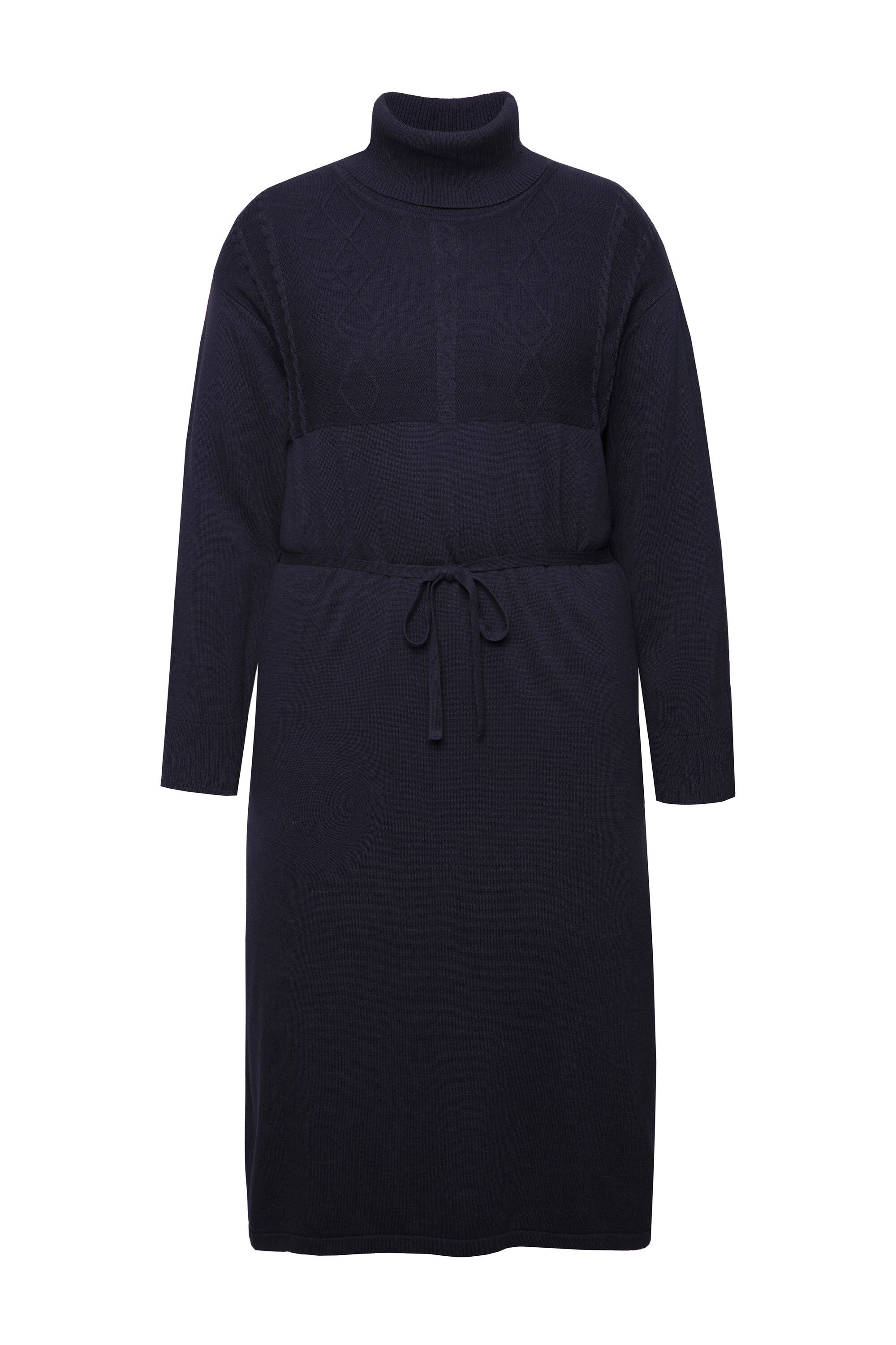 Ulla Popken Midikleid Strickkleid Zopfmuster Rollkragen günstig online kaufen