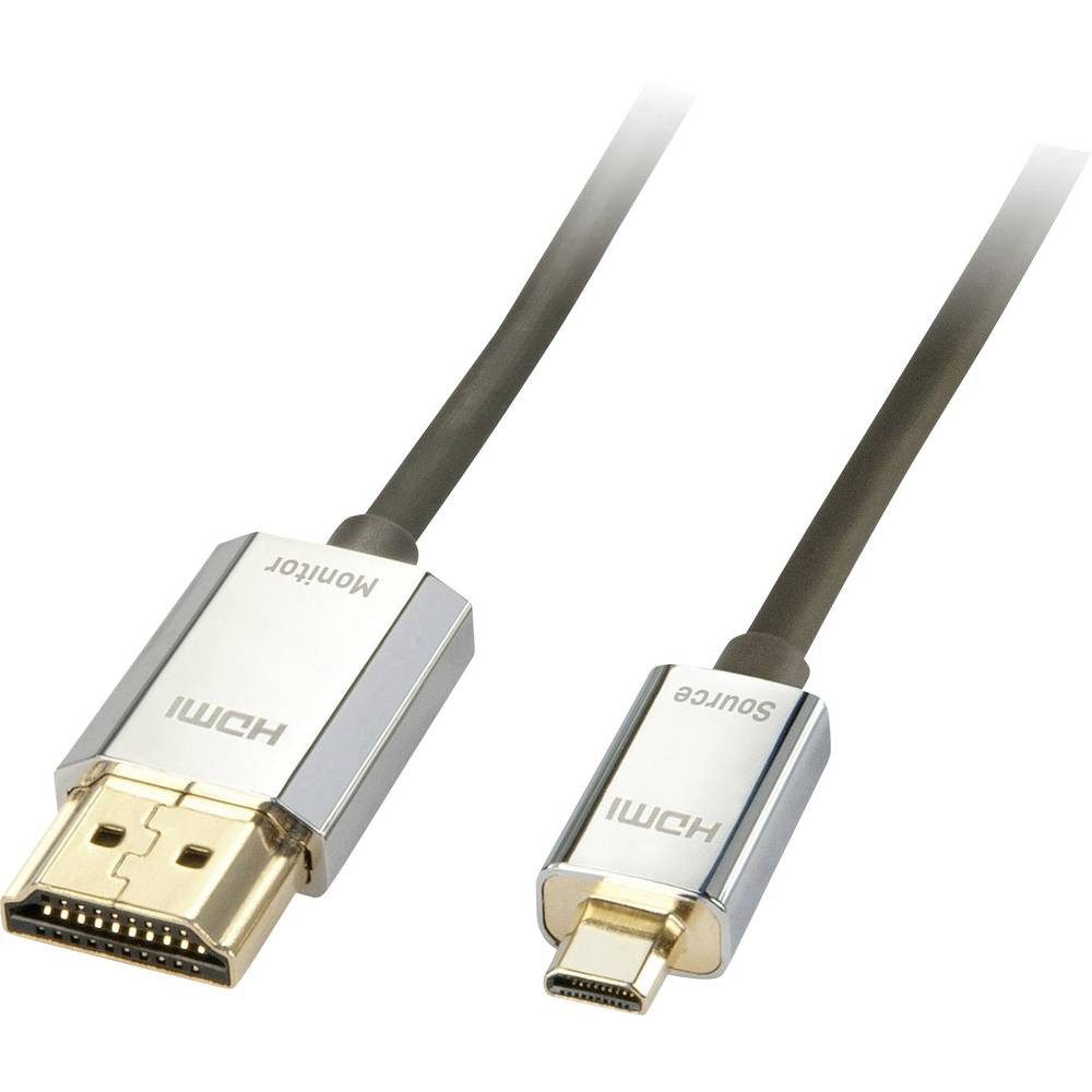 Lindy CROMO Slim HDMI High Speed A/D Kabel, 3m HDMI-Kabel, 4K UHD