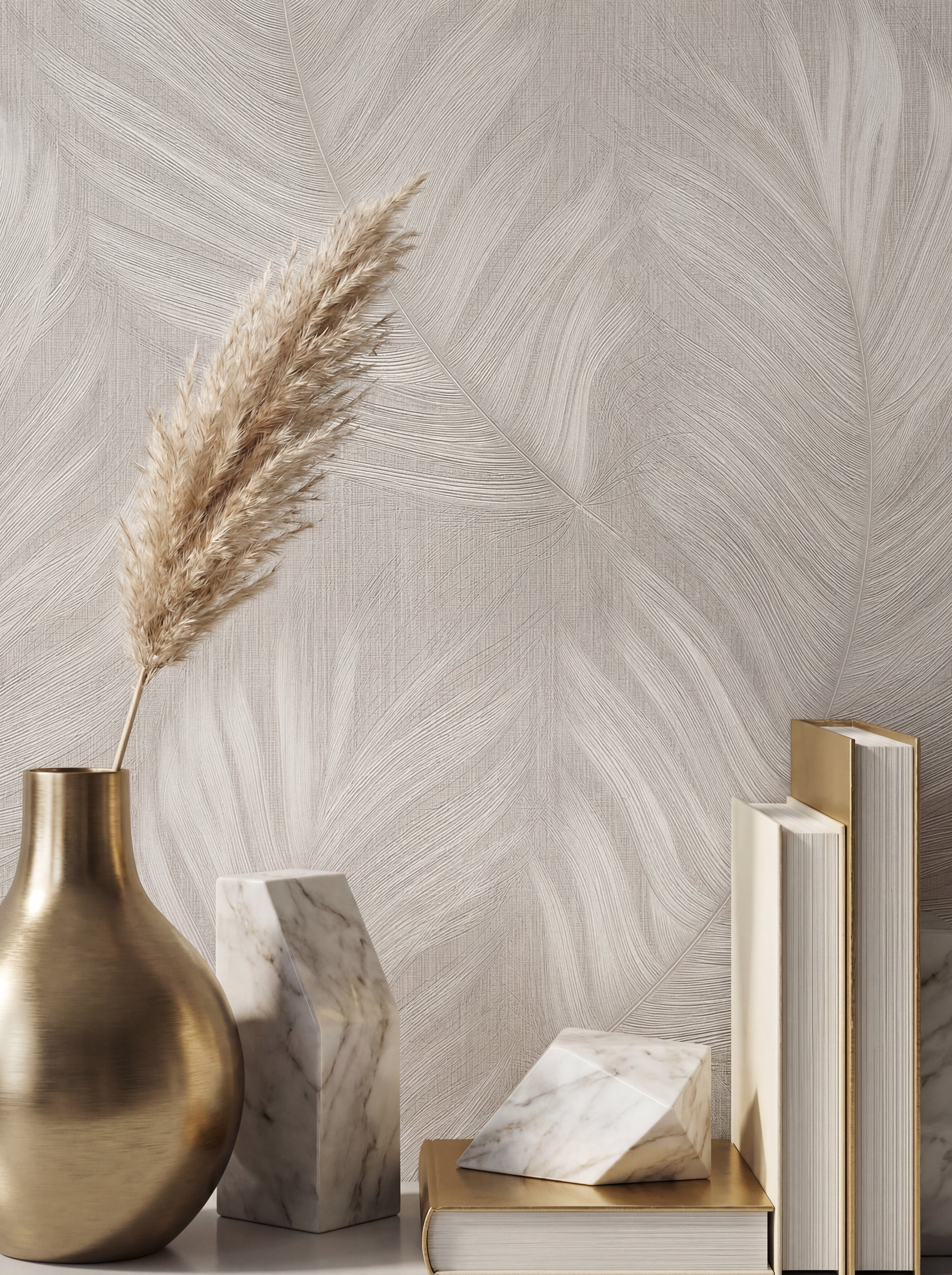 Newroom Vliestapete Corven Taupe Tapete Vliestapete Blätter, strukturiert, Mustertapete