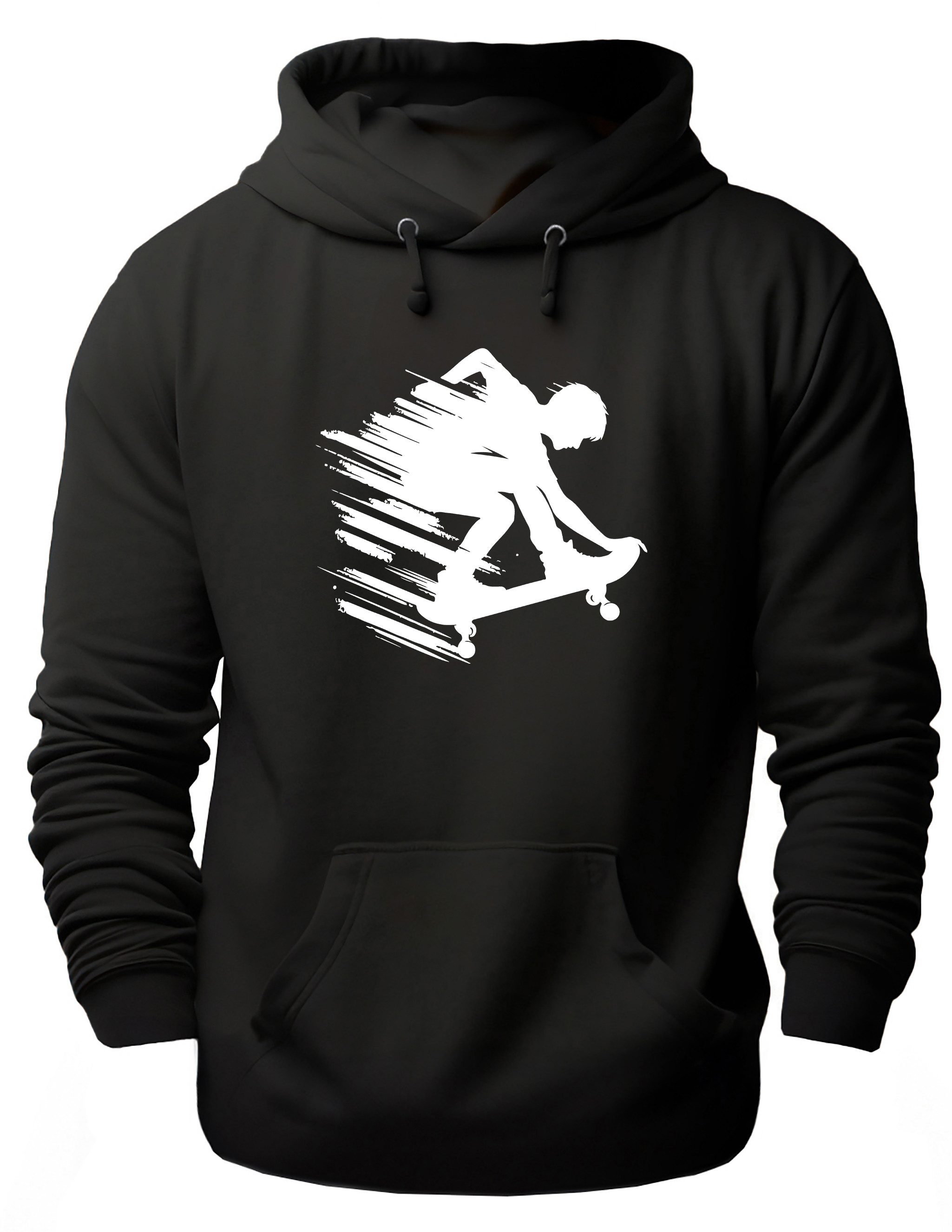 MyDesign24 Hoodie Skater Kapuzen Pulli - Skateboarder mit Streifen Herren und Damen Kapuzensweater - Skater Hoodie i728