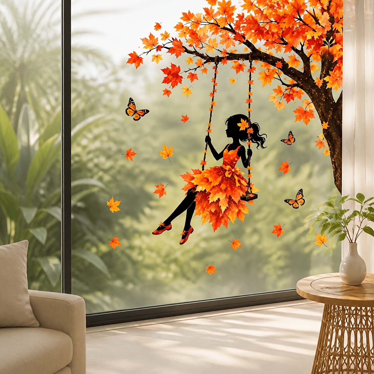 Sorvyzxn Fensterbild Fensterbild wiederverwendbare Fensterbilder Halloween Herbstlicher – Bild 2 von 5