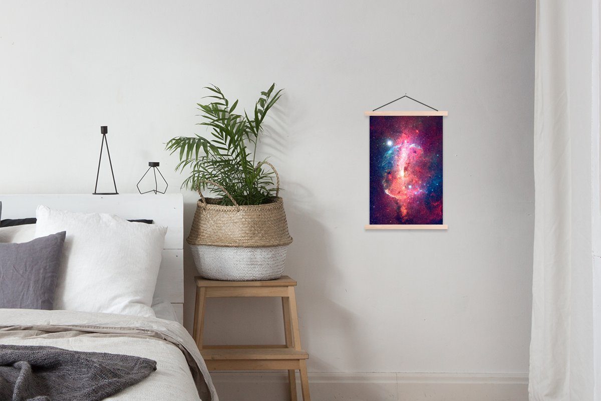 Rot, für St), MuchoWow (1 Wohnzimmer, Textilposter Weltraum - Poster Posterleiste, Bilderleiste, Sterne Magnetisch -