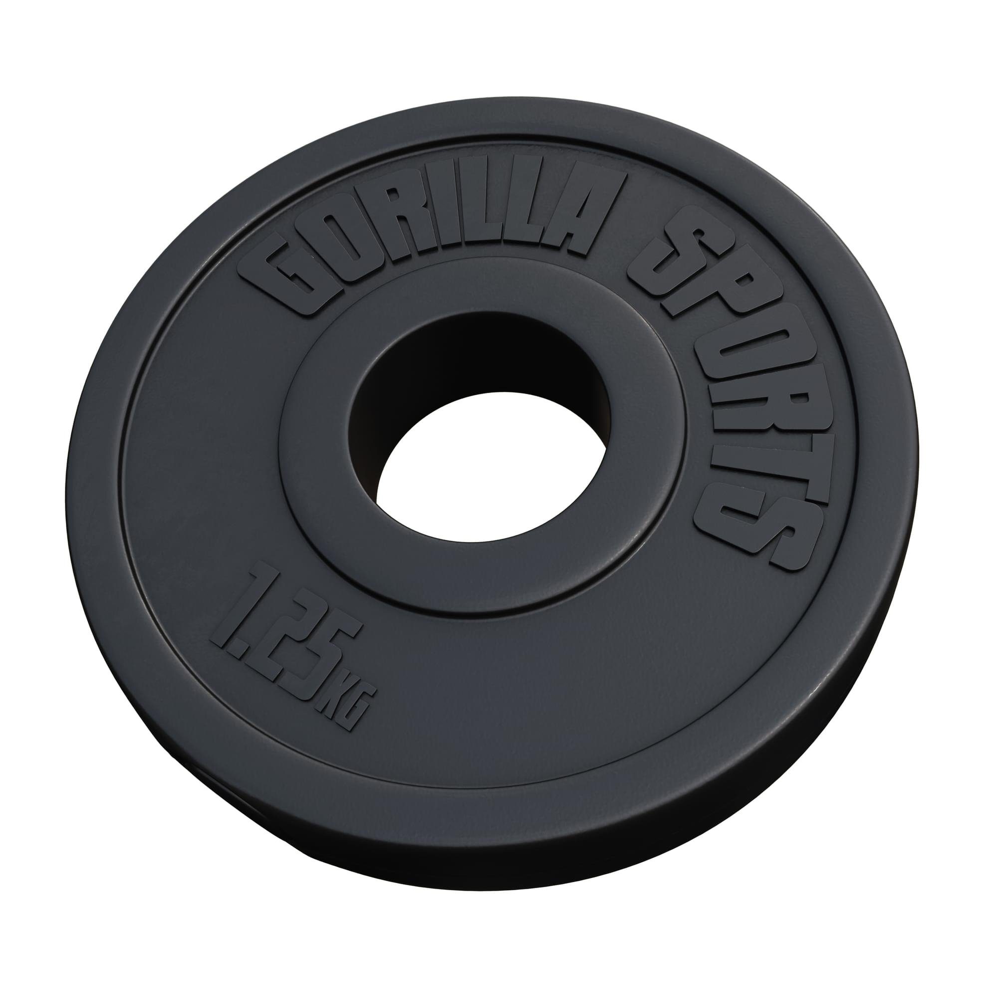 GORILLA SPORTS Hantelscheiben Olympia, 1,25kg - 30kg Gewichte, Einzeln / Set, Ø 50mm, aus Kunststoff, - Gewichtsscheiben, Hantelscheiben-Set, Olympiascheiben, Schwarz