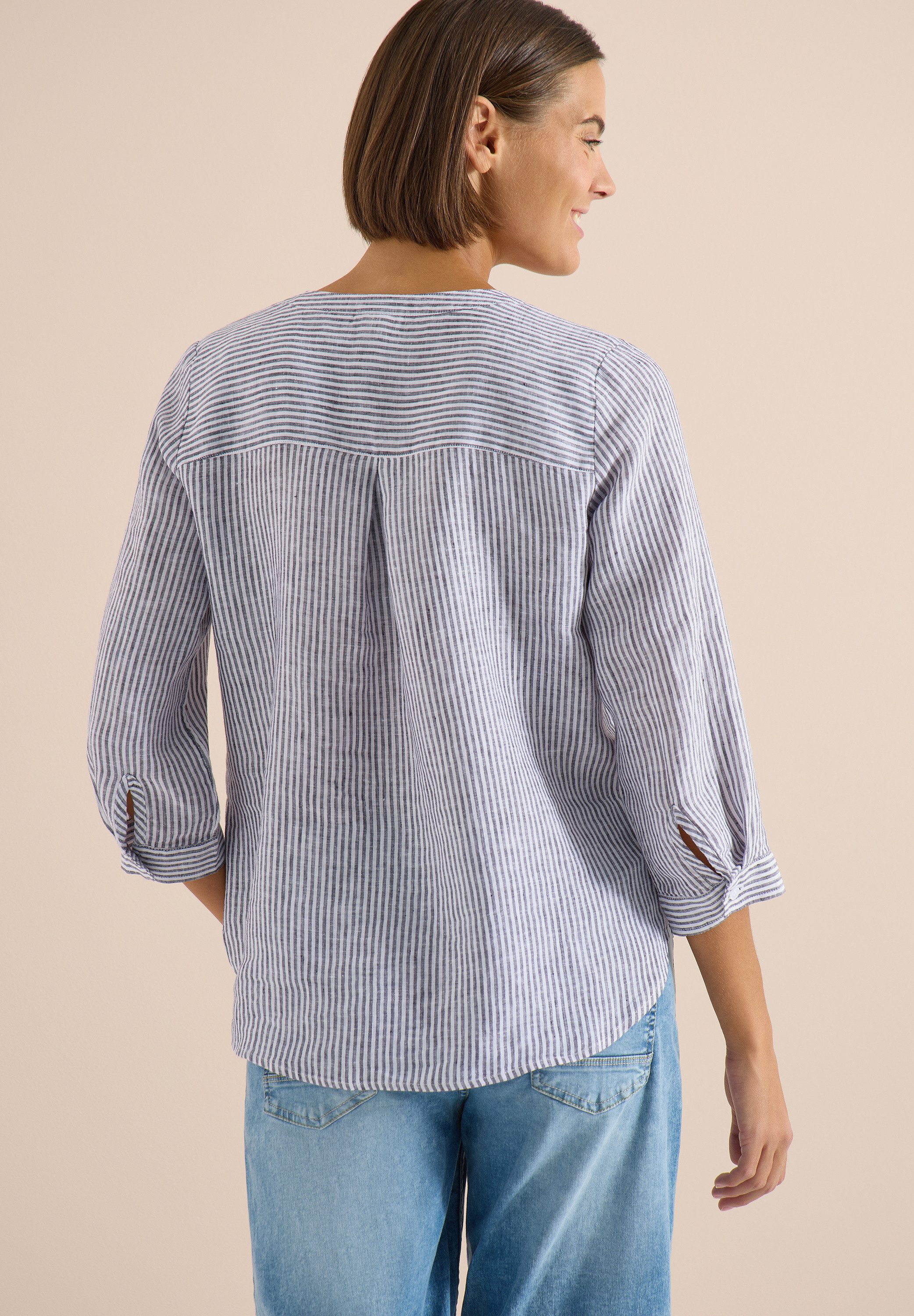 CECIL Schlupfbluse aus sommerlicher Leinenqualität, Streifen-Dessin