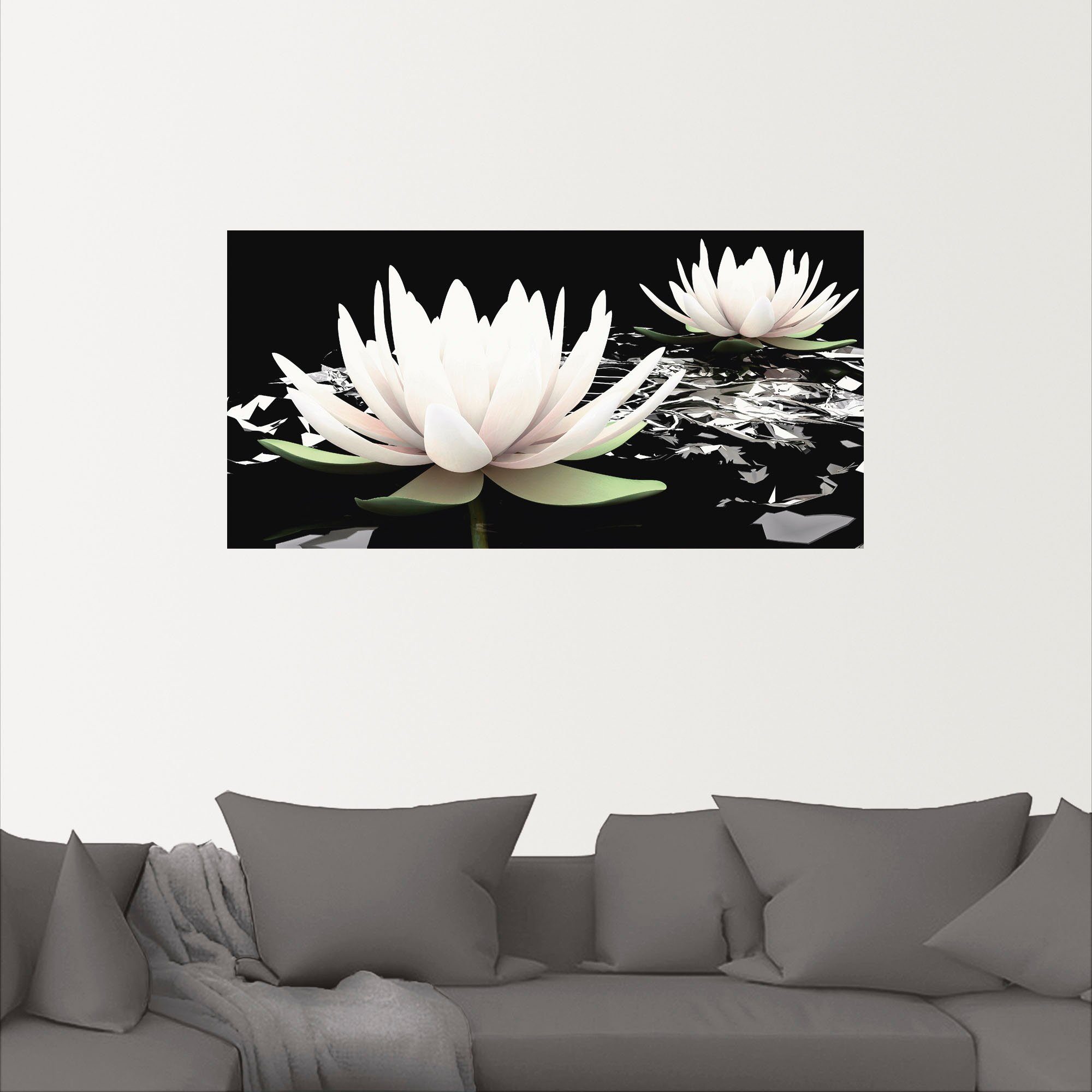 Artland Wandbild St), Zwei Poster (1 Wasser, in als Größen Alubild, auf Wandaufkleber Blumen Lotusblumen dem oder versch. Leinwandbild