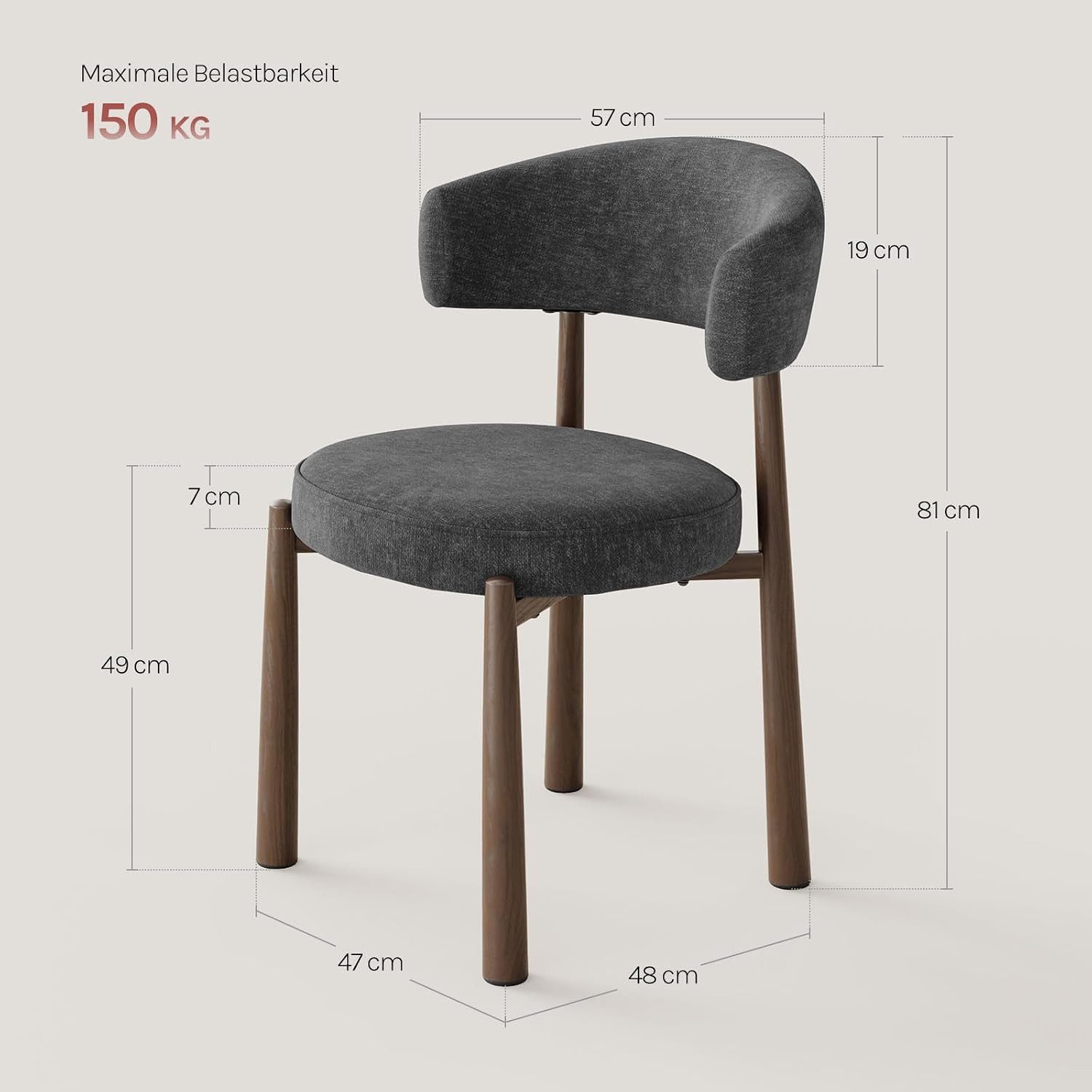 Woltu Polsterstuhl (2 St), Esszimmerstühle mit Chenille-Bezug & Metallbeinen, Mid-Century Modern