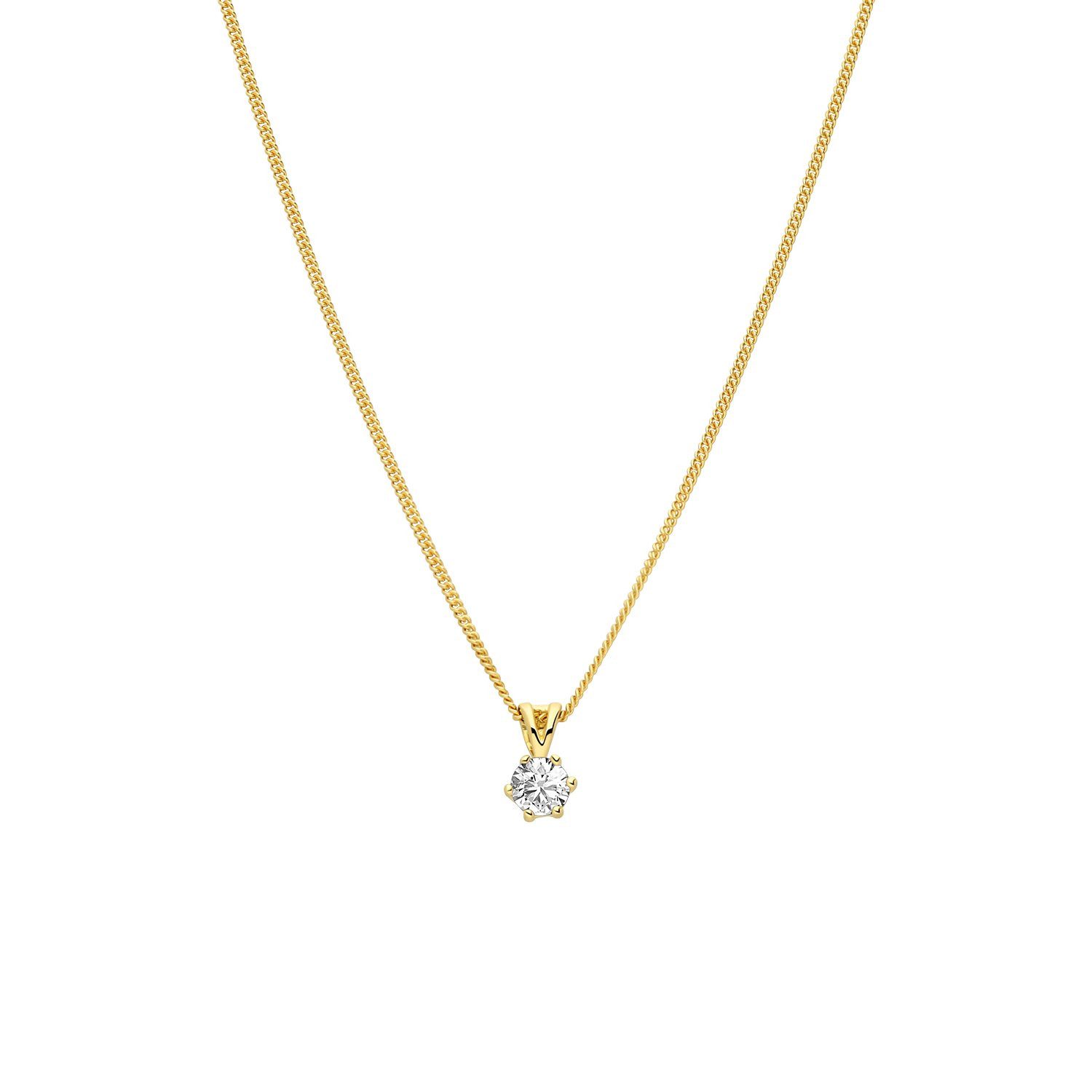LUCARDI Kette mit Anhänger Halskette - 925 Silber - Gold - Zirkonia - Damen