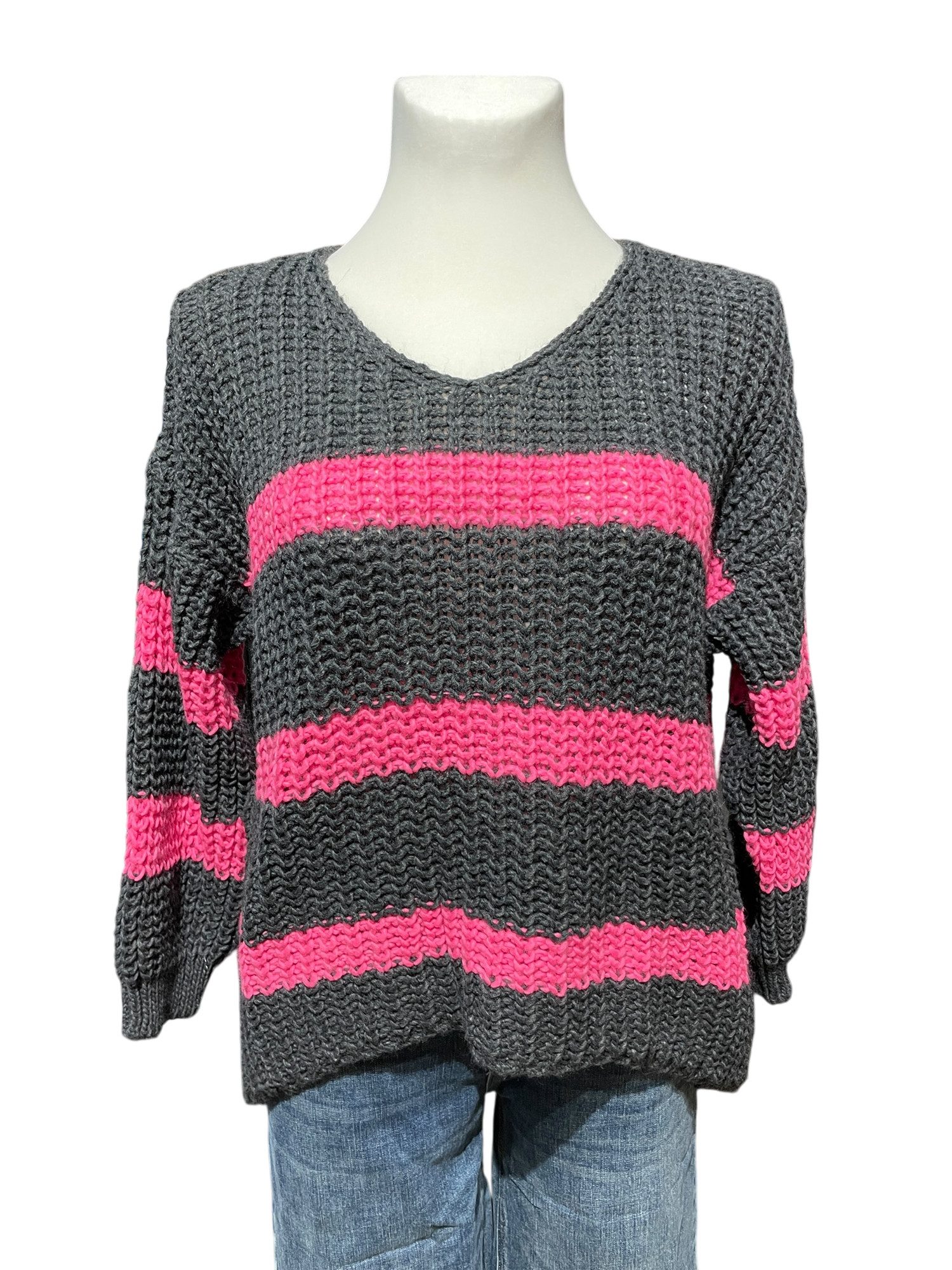 Strickpullover FaS782 Pullover Streifen Grobstrick