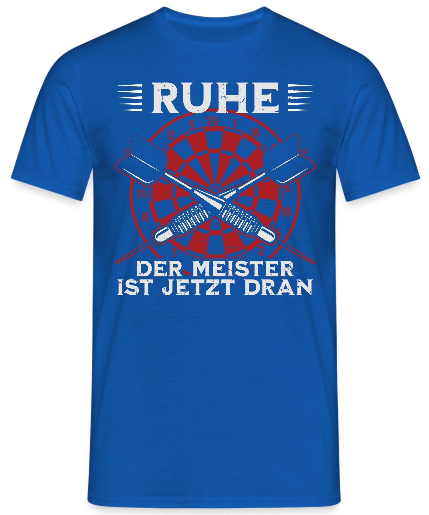 Dartspieler Formatee Der Dart Dartscheibe Herren Quattro - Kurzarmshirt Meister Blau T-Shirt Dartpfeil (1-tlg)