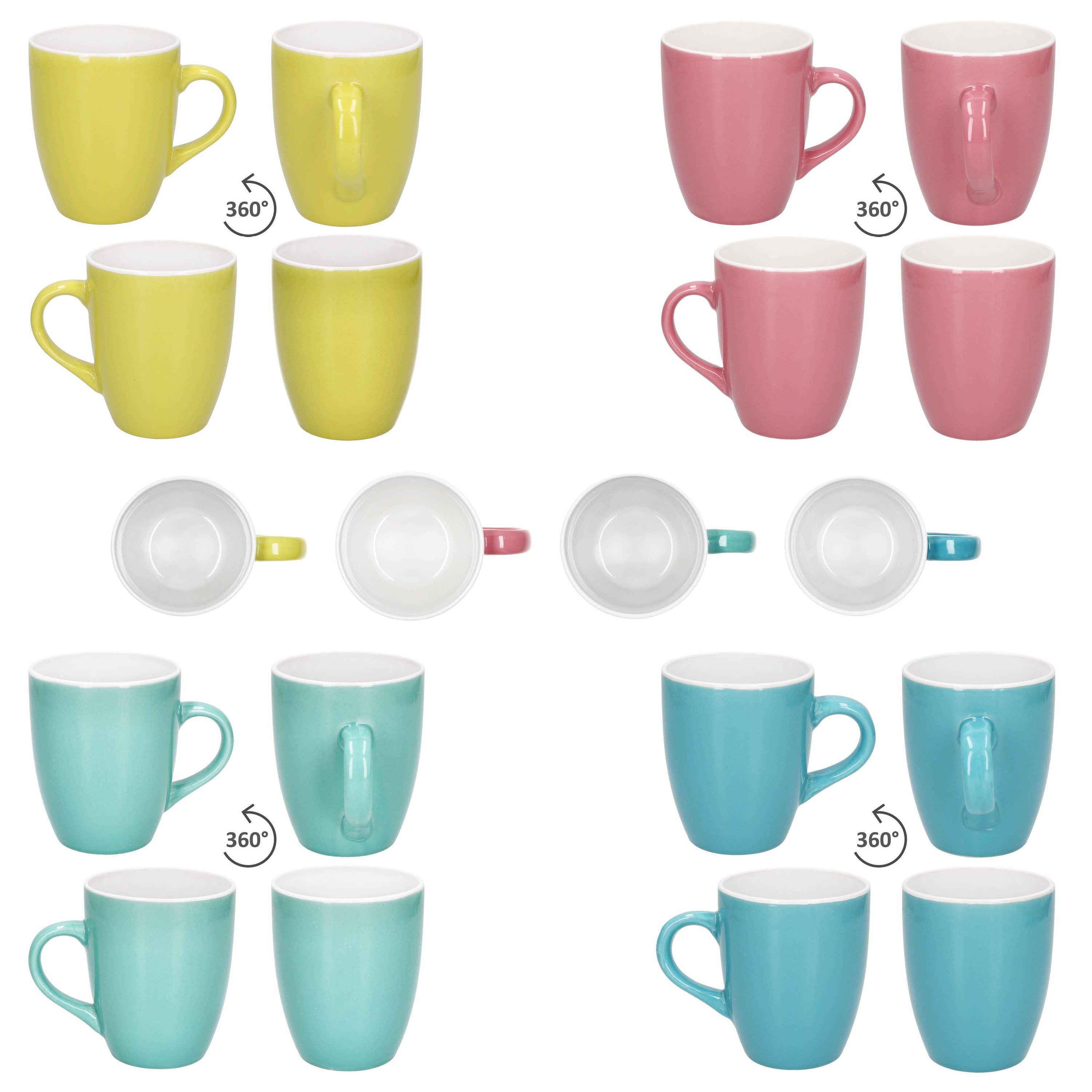 MamboCat Becher MamboCat 4er Set Henni Kaffeebecher 320ml Keramik Gelb Rosa Grün Blau, Keramik – Bild 4 von 5