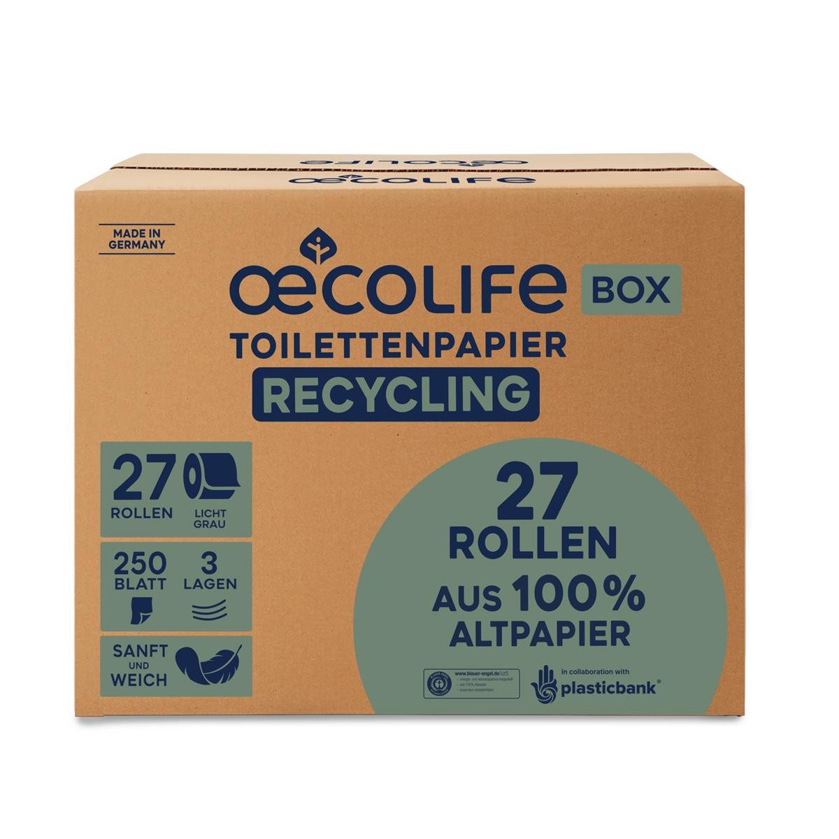 oecolife Toilettenpapier oecolife Toilettenpapier Recycling 1592703 3lg 250Bl 27St