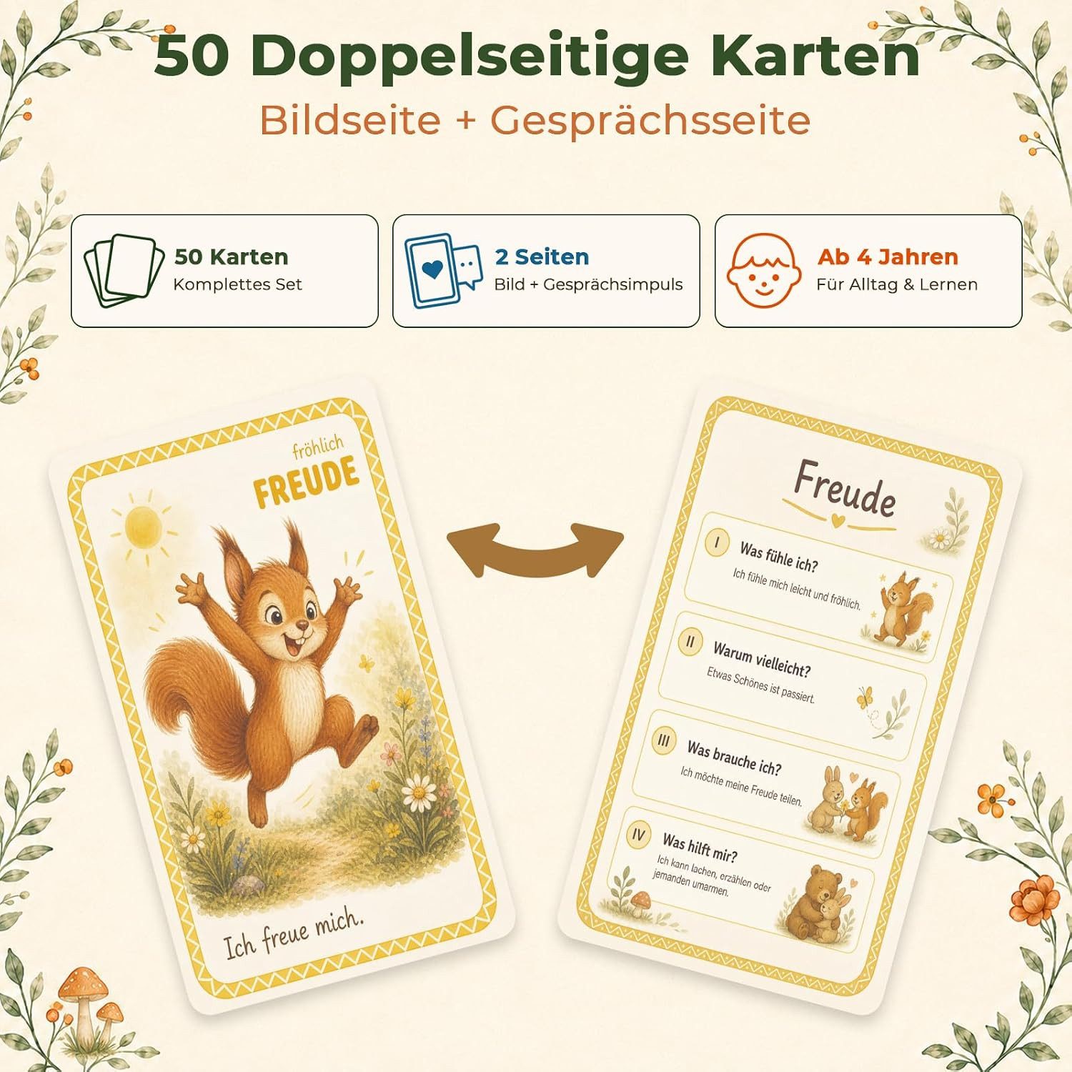 AIMAX Lernspielzeug Gefühlskarten Kinder 50 Karten Emotionen Lernkarten (50-St) – Bild 2 von 5