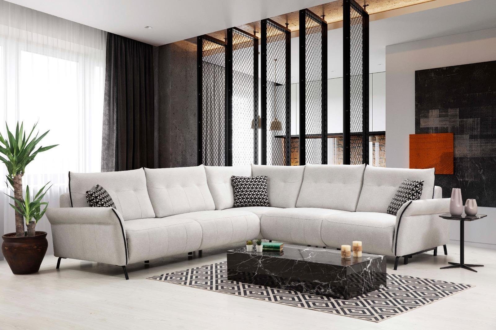 JVmoebel Ecksofa Wohnzimmer Sofa 5 Couch, Teile, Stoff Design Textil Made Luxus in Europa Modern L-Form
